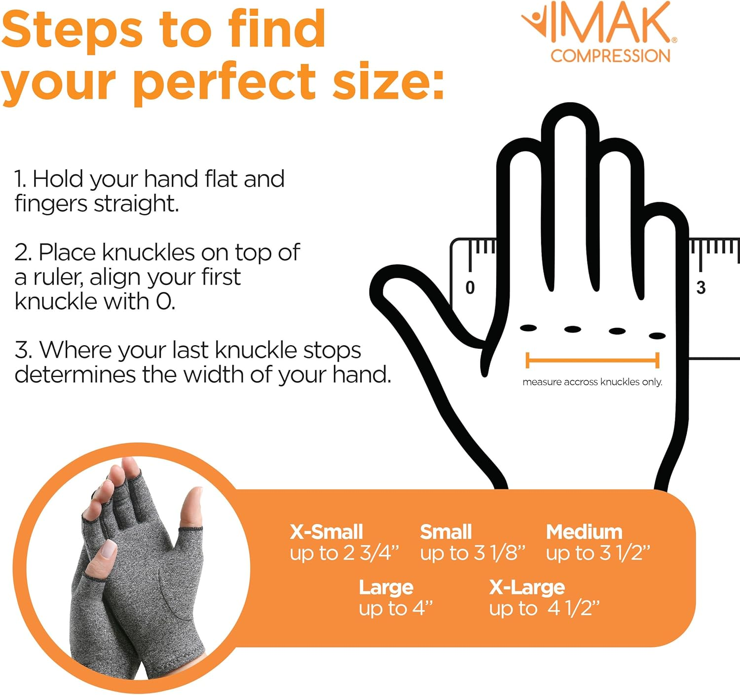 IMAK Compression Arthritis Gloves, Relieves Arthritic Aches, Pain, & Joint Swelling, Open Fingertip Gloves Provide Compression, Warmth, & Comfort, Increases Poor Circulation, Small, Pair, up to 7.94Cm image number 2