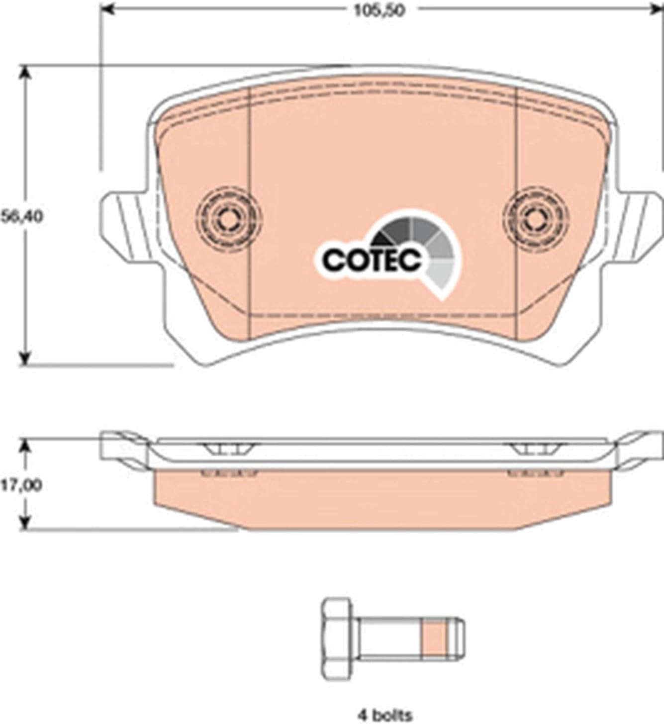 TRW GDB1763 Brake Pad Set 4-Piece for Volkswagen Tiguan/Tiguan Limited (5N_) 2007-2018 Rear Axle and Other Vehicles image number 2