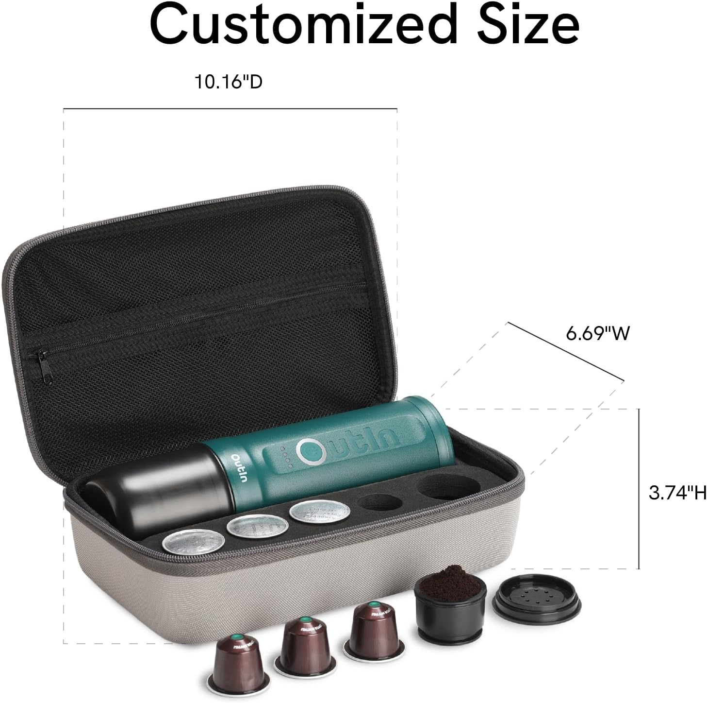 Outin Nano Portable Electric Espresso Machine Carrying Bag, Waterproof Sturdy EVA Electronic Coffee Maker Storage Case with Comfortable Hand Hold Belt, Suitable for Travelling, Office, Camping image number 4