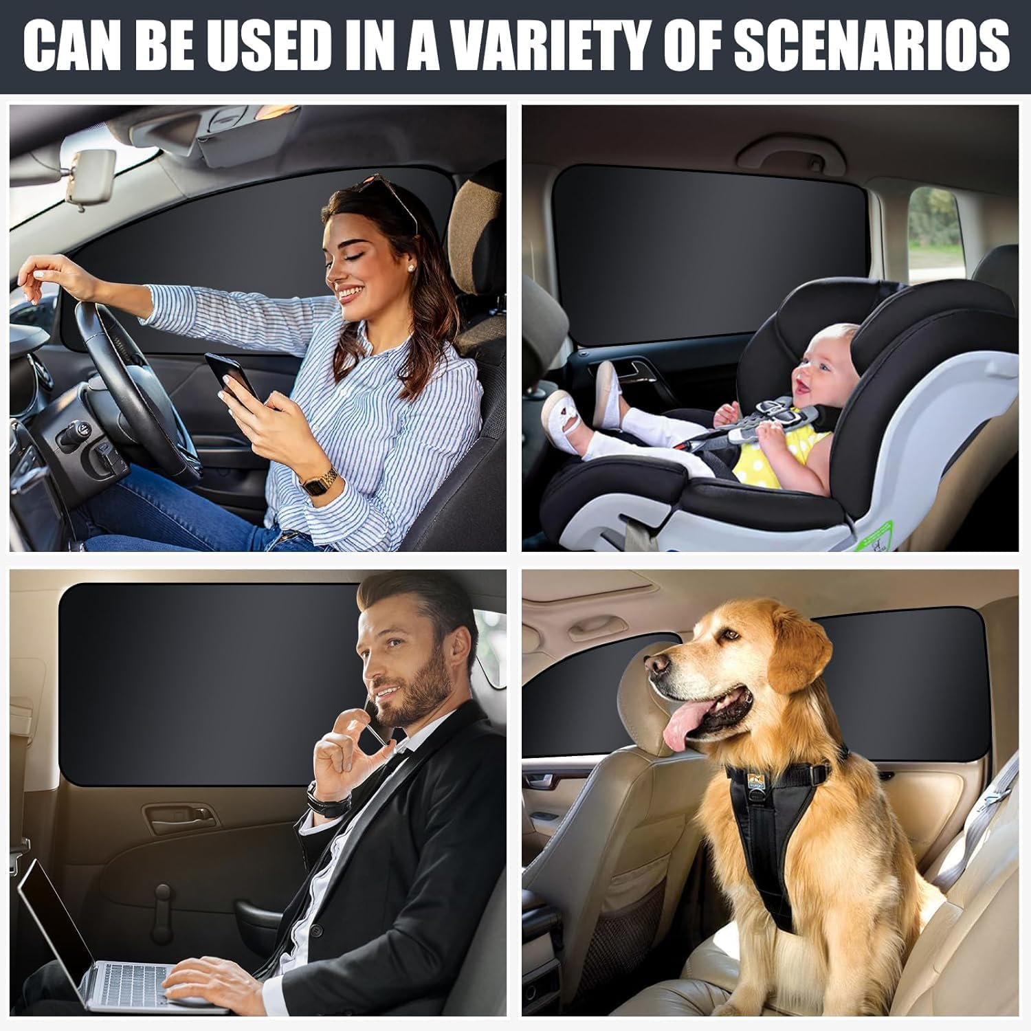 Car Window Blinds, 4 Pcs Car Privacy Curtains, 100% Light Blocking Magnetic Side Window Cover, Keep Cool for Breastfeeding, Napping image number 4