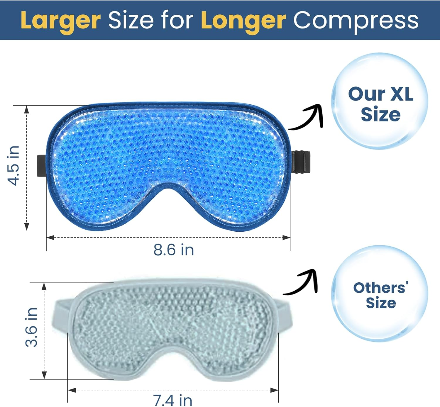 Beevines Ice Eye Mask, 2 Pack XL Jumbo Size Cooling Freezer Gel Eye Masks for Puffy Eyes Face, Frozen Cold & Warm Compress, Ice Pack for Post Eye Surgery, Puffiness & Allergies Treatment image number 4