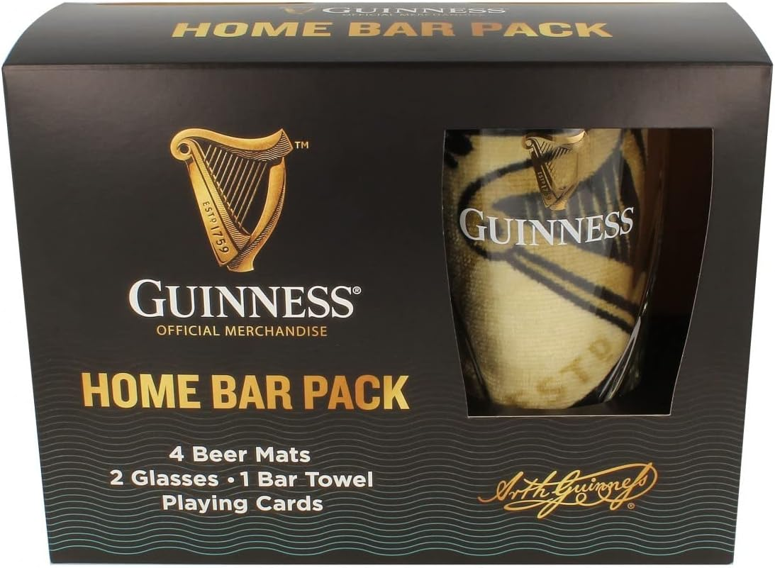 Official Guinness Home Bar Pack with Mats, Glasses, Towel & Cards image number 1