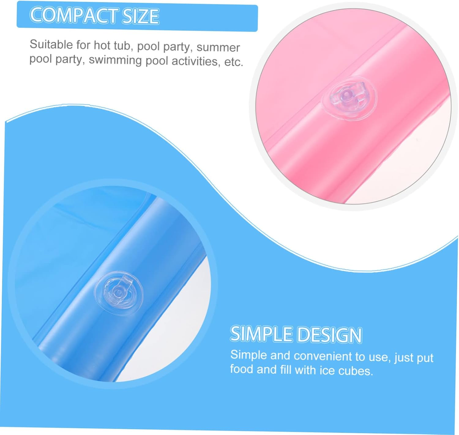 Zerodeko 2Pcs Inflatable Floating Drink Holder Multi-Functional Beverage Ice Tray for Pool Parties Lightweight Design for Storing Drinks Snacks and Fruits image number 6