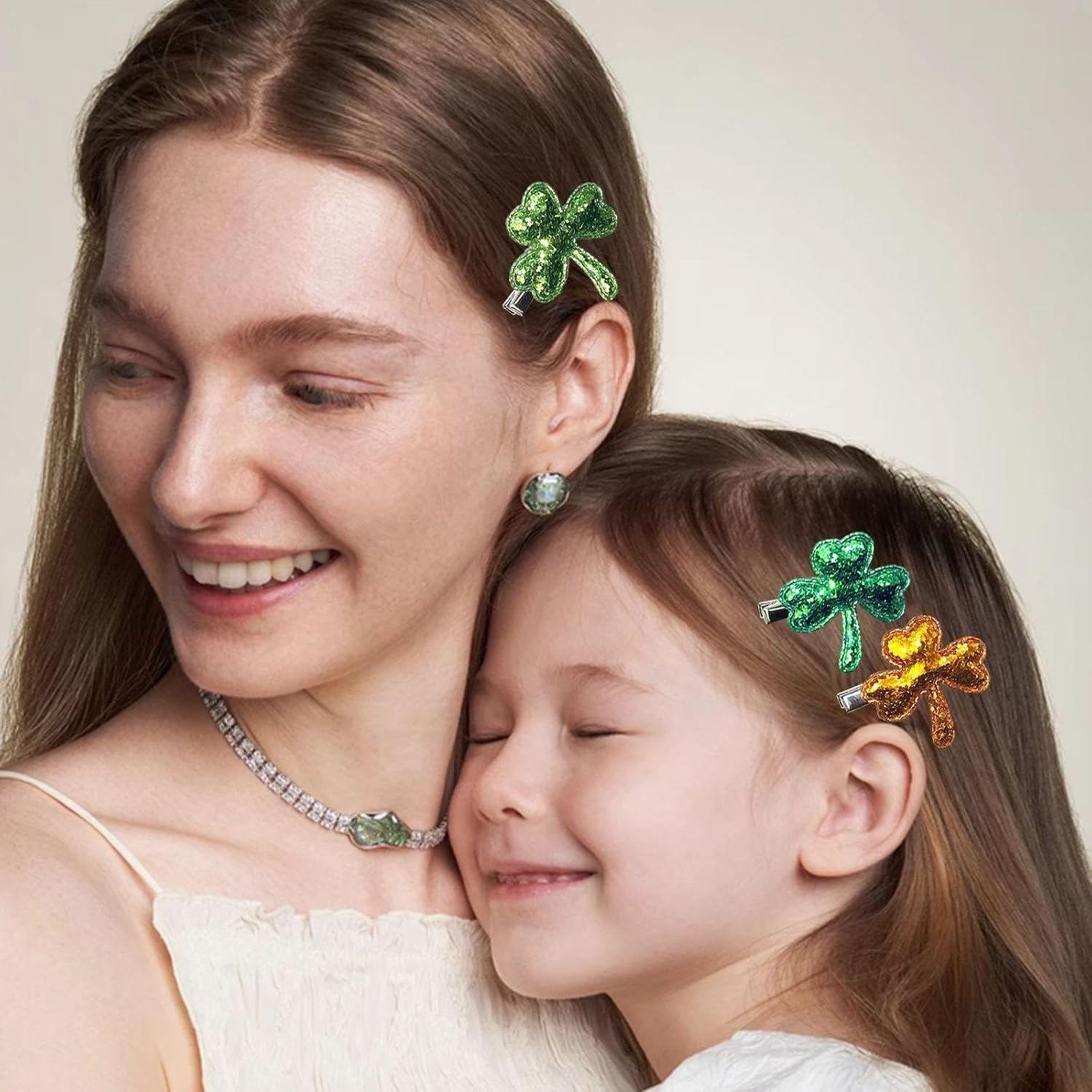 9 Pieces Clover Hair Pins, Shiny Hair Pins, Party Clothing Accessories, Hairstyle Decorations, Party Gifts. image number 2