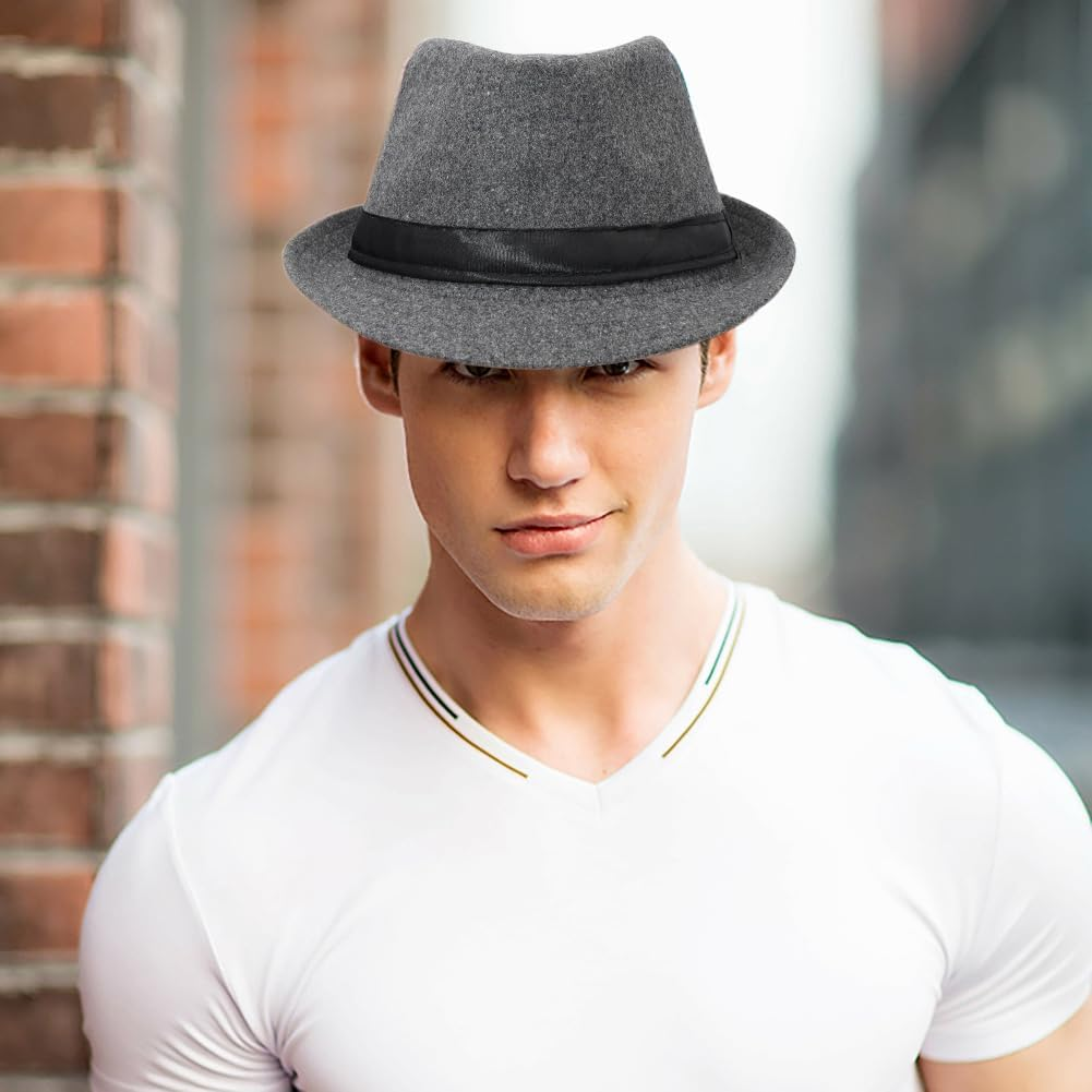Yeeheen Fedoras Hat Trilby Jazz Panama Cap Vintage Gentleman Hat Short Brim Bowler Hat for Men Women