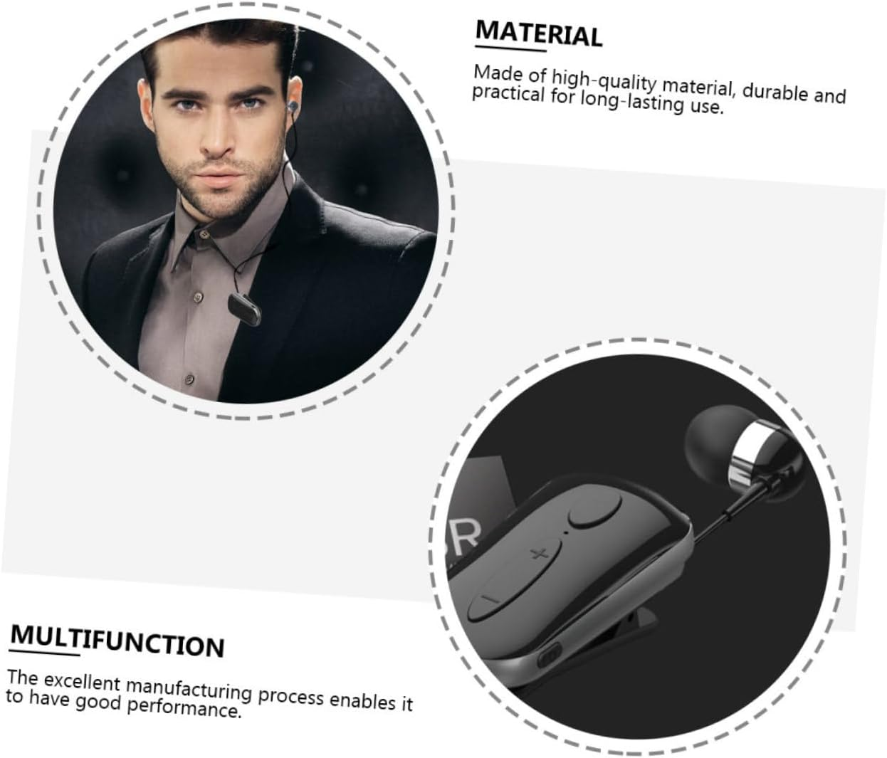 Jojofuny Wireless Clip-On Headphone Retractable Headphone for Sports Lightweight Design with Built-In Mic for Running Workout Outdoor Activities Comfortable Fit