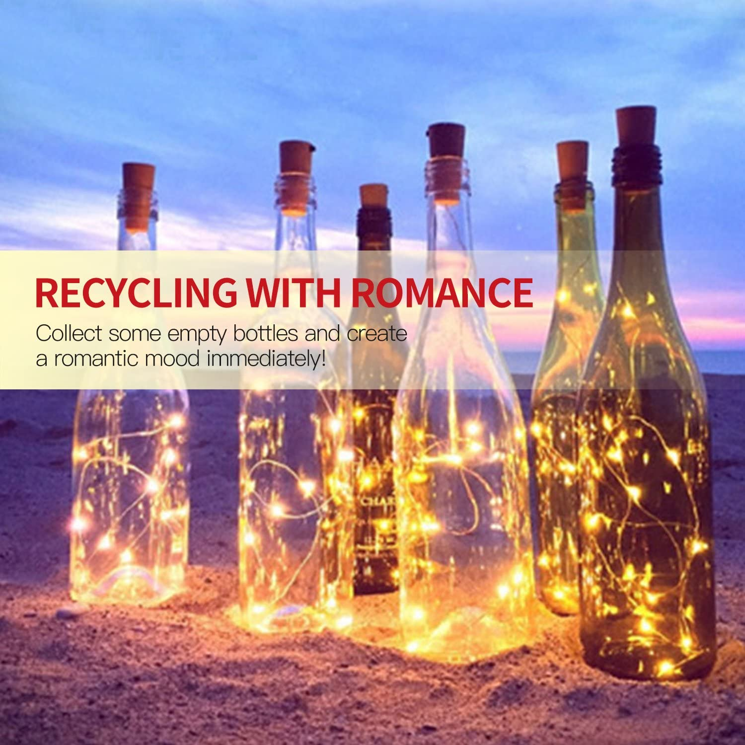 Betus 10 Pack Wine Bottles Cork String Lights - Battery Powered - Decorations for Garden, Wedding, Christmas & Party - Warm Light &ndash; 10 Leds/3 Ft (Packs of 10)