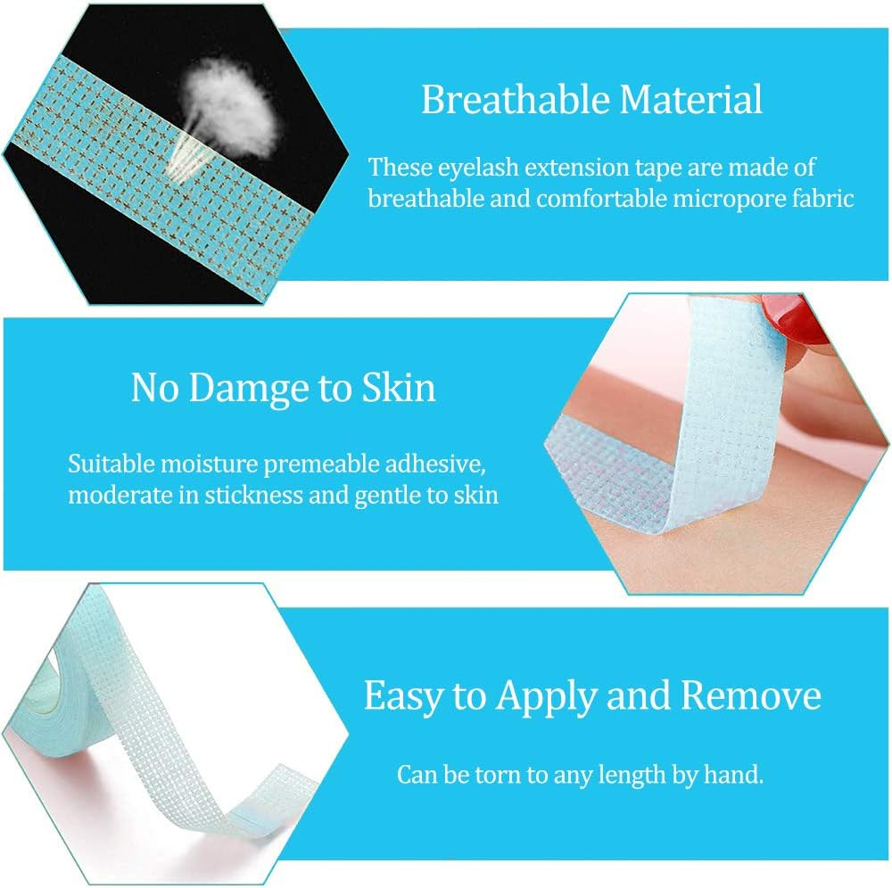 EBANKU 6 Rolls Breathable Blue Eyelash Extension Tape - Micropore Fabric under Eye Tape for Lash Extension Supply image number 6