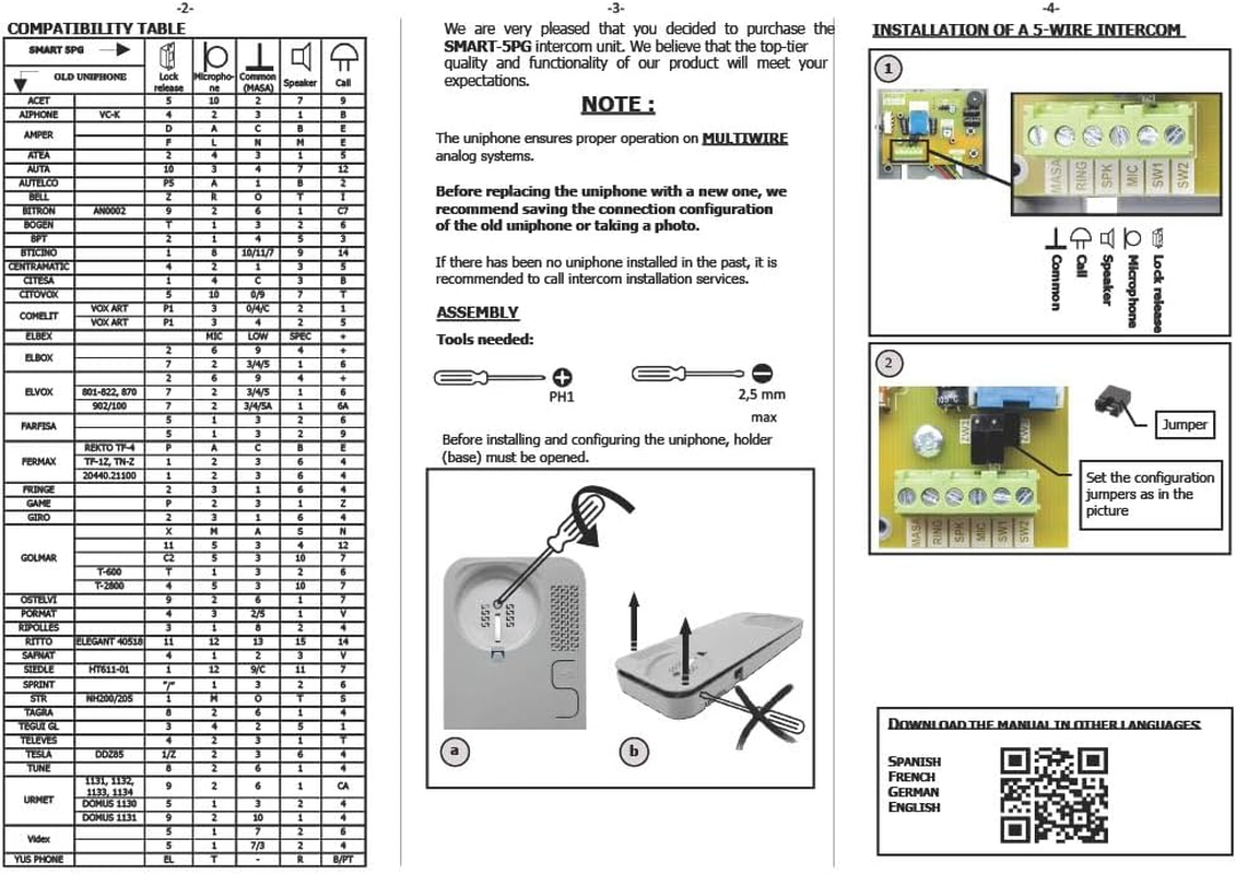 Cyfral 5902768850789 Smart5P Smart 5P Home Phone 4 plus N 4 5 6 Wire System White image number 3