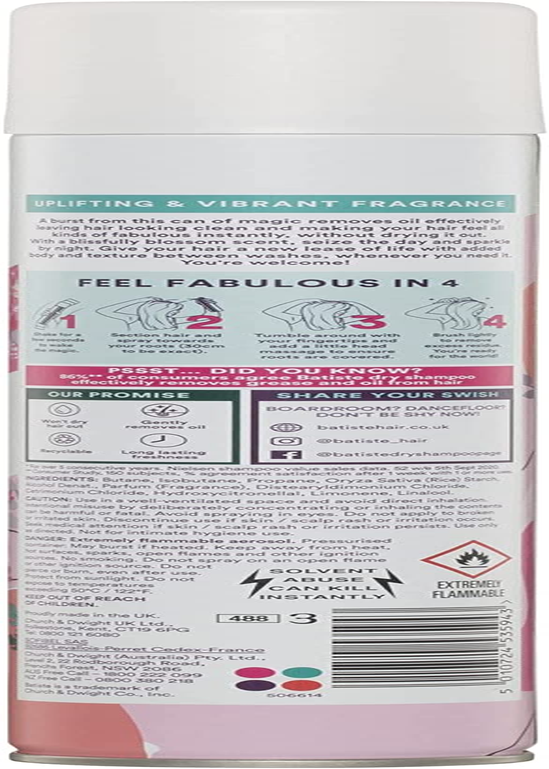 Batiste Eden Bloom Dry Shampoo 350Ml - Blissful Blossom Scent, Instantly Refresh & Add Volume, Quick Refresh for Oily Hair, Non-Drying Formula, Ideal for Daily Haircare & All Hair Types (Pack of 2) image number 6