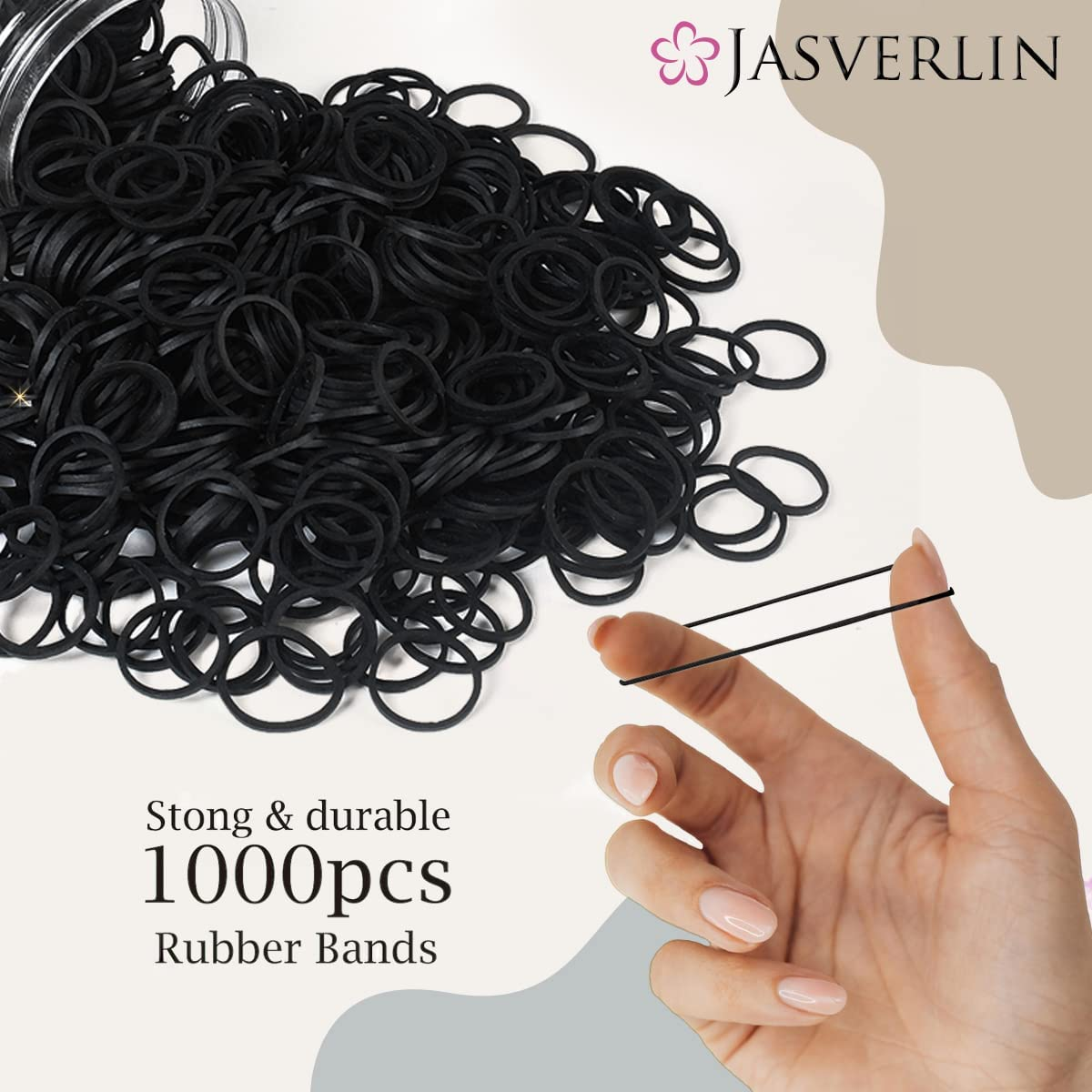 Black Rubber Bands 1000Pcs, Small Baby Hair Ties Ponytail Holder Tiny Hair Elastics Bands for Girls Women 1/2Inch image number 6