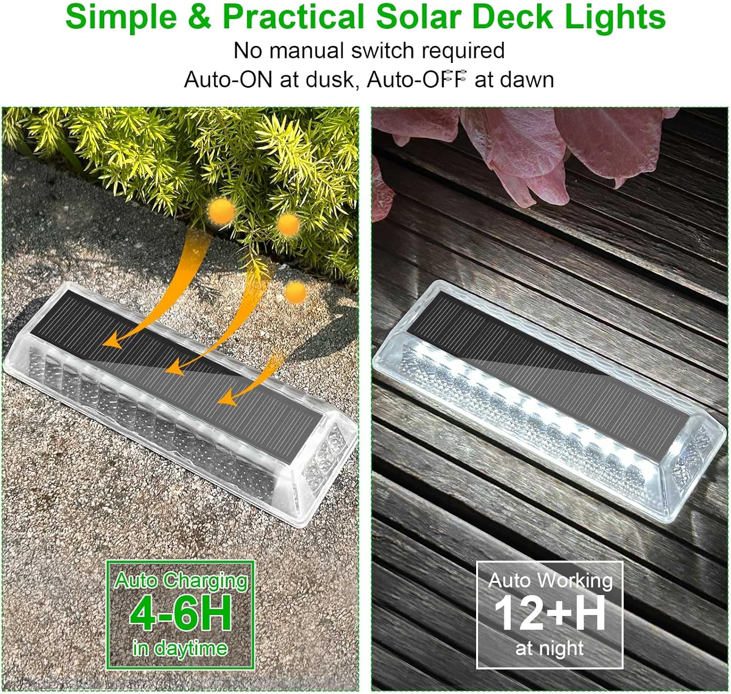 Lacasa Solar Deck Lights, Solar Light Outdoor Waterproof IP68, Solar Powered Pathway Yard Driveway Step Landscape Lights, LED Lighting 50LM for Garden Path Walkway Stair Patio, 8 Pack Cool White 6000K image number 3
