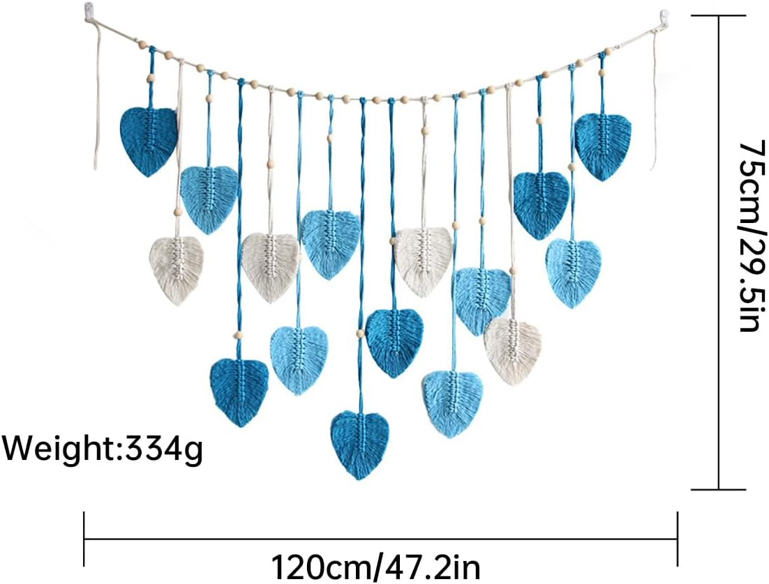 AIMALL Handwoven Cotton Leaf Wall Hanging Bohemian Tassel Tapestry for Kids Room, Bedroom, Living Room, Nursery D&eacute;cor 47.2 X 29.5 In image number 5