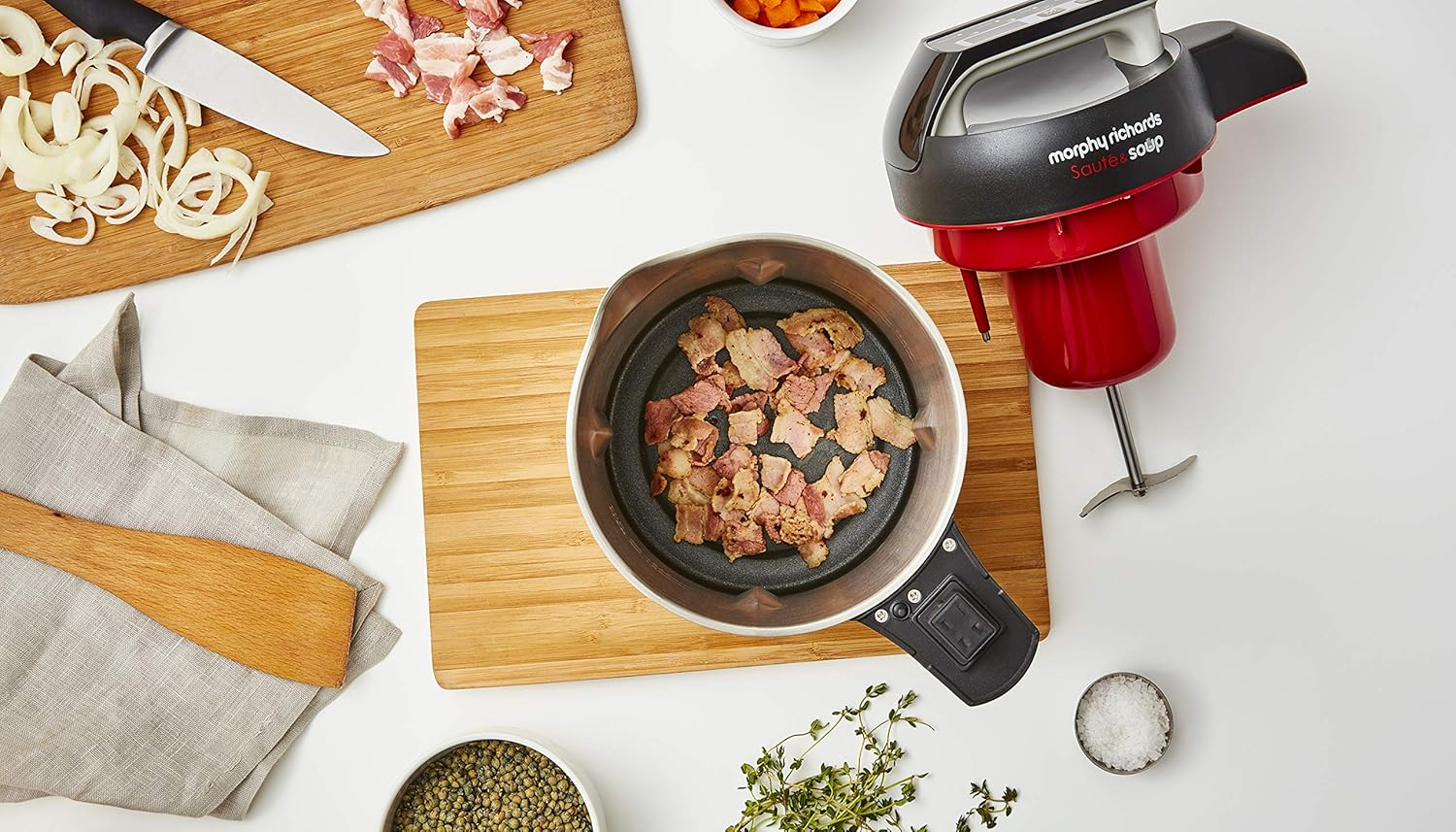 Morphy Richards Saut&eacute; & Soup Maker, 1.6L, 4 Settings, Smooth, Chunky, Juice, Blend Pause Function, Family Size, Non-Stick Coated Jug, Detachable Power Cord, Stainless Steel, 501014 image number 6