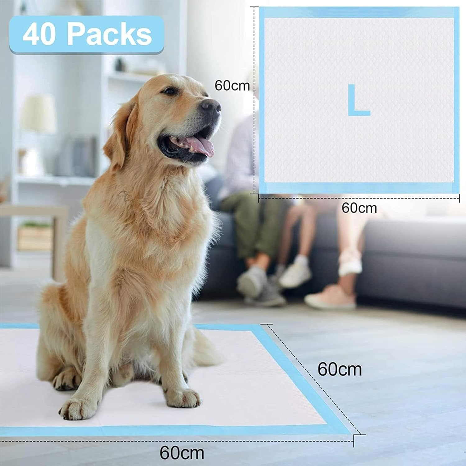 Dog Pee Pad，Annuoyi Pet Training Pads,Disposable Absorbent Quick Drying Pet Pee Pads，Puppy Pads for Potty Training for Pets 45X60Cm,100 Pieces image number 6