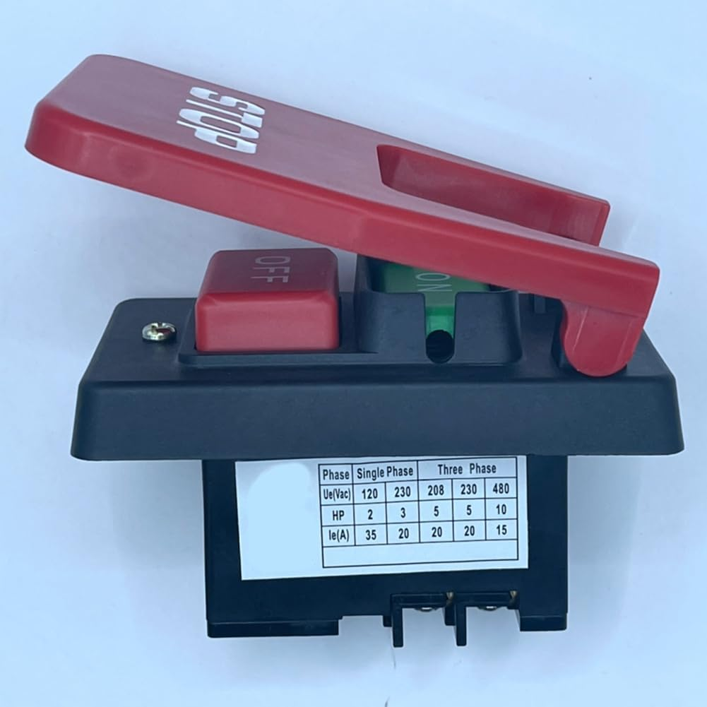 Aribrnten 110V/220V Dual Voltage Paddle Switch, 3HP at 230 Volts, Large Knee Paddle for Power Tools Fast Power Off image number 2