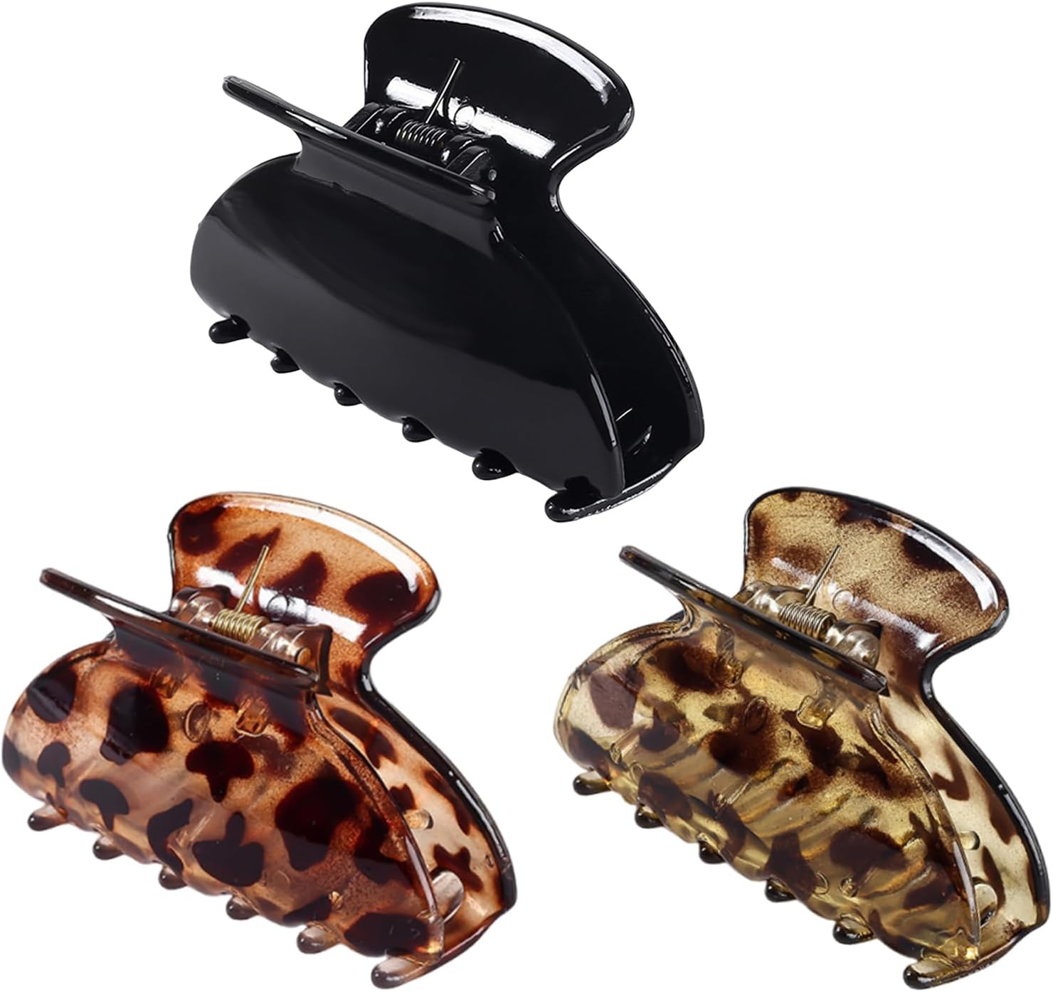 Falafoty Medium Hair Claw Clips for Fine Hair, Acrylic Non-Slip Hair Jaw Clips for Women Thin Thick Hair, French Tortoise Hair Clip, Daily Commuter Hair Styling Accessories for Women Girls (3)