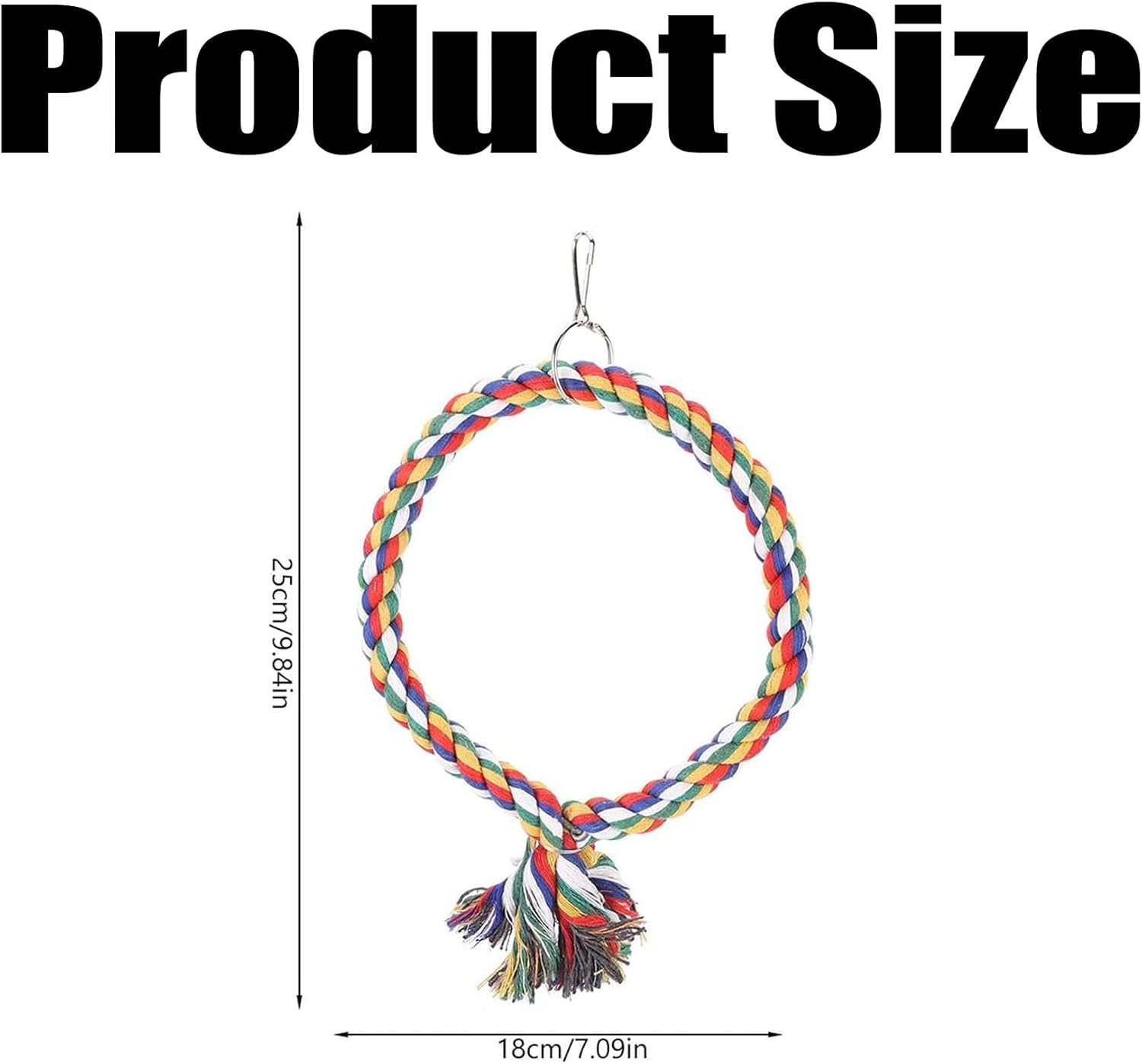 1Pcs round Climbing Ring for Birds - Colorful Cotton Rope Swing & Chewable Perch Toy for Parrots, Small Pets, Cage Enrichment and Exercise image number 5