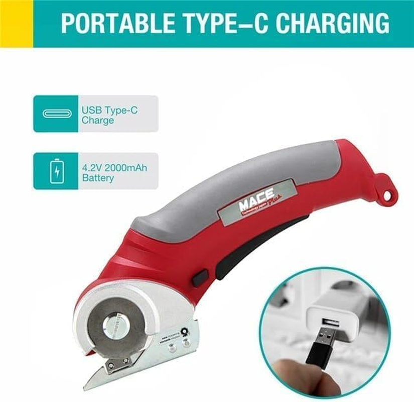 Cordless Electric Scissor USB Rechargeable 2000 Mah Li-Ion Battery Operated Handheld Mini Electric Cutter, Cutting Tool for Cloth Fabric Cardboard Carpet Leather, Assorted Color (With Storage Case) image number 3