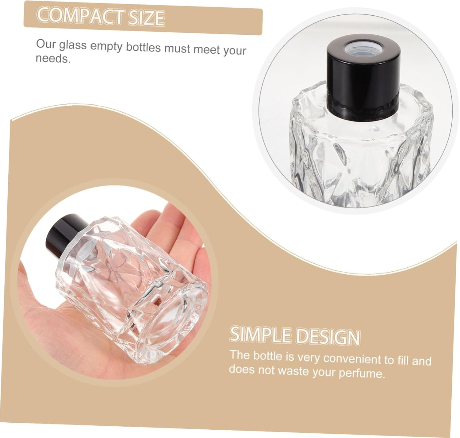 Glass Diffuser Bottle Decor and Perfume Container Set 4Pcs 8Cm Elegant Simple Appearance Practical Aroma Releasing for Living Room Bedroom image number 2