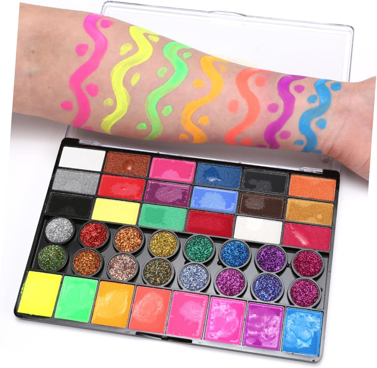 Beavorty 42 Colors Water Soluble Face Painting Kit Brush, Children'S Party Face Makeup Paint Set, Festival Body Paint Pigments for Soccer Fans and Cosplay image number 5