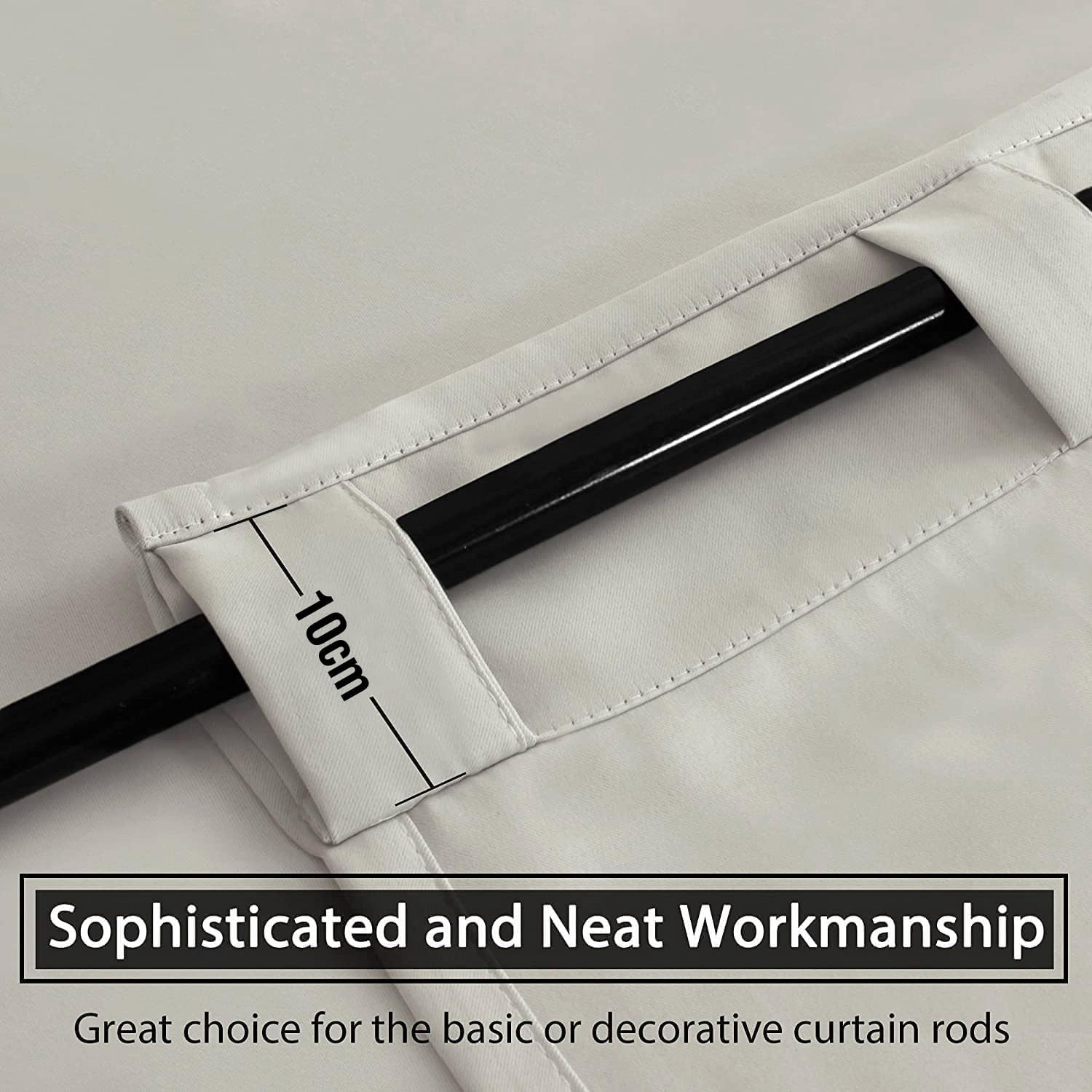 H.VERSAILTEX Blackout Curtains Thermal Insulated Window Treatment Panels Blackout Drapes for Living Room Back Tab/Rod Pocket Bedroom Draperies, 2 Panel Sets, Each W132Cm X D213Cm, Cream Beige image number 4