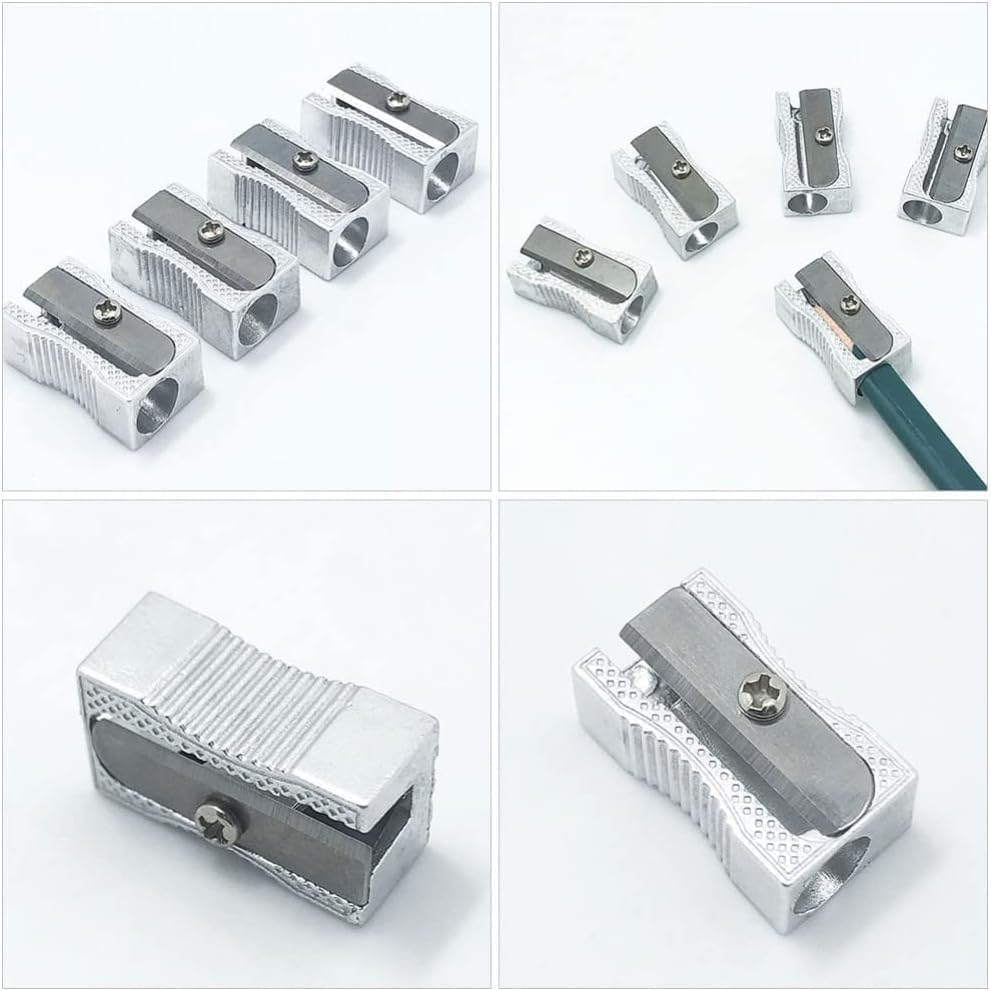 Single Hole Alloy Handheld Sharpeners, 24Pcs Metal Mini Pencil Sharpeners with Single Hole,Metal Mini Pencil Sharpeners Silver Alloy Handheld Sharpener Manual Pencil Sharpeners Alloy Pencil Sharpener image number 1