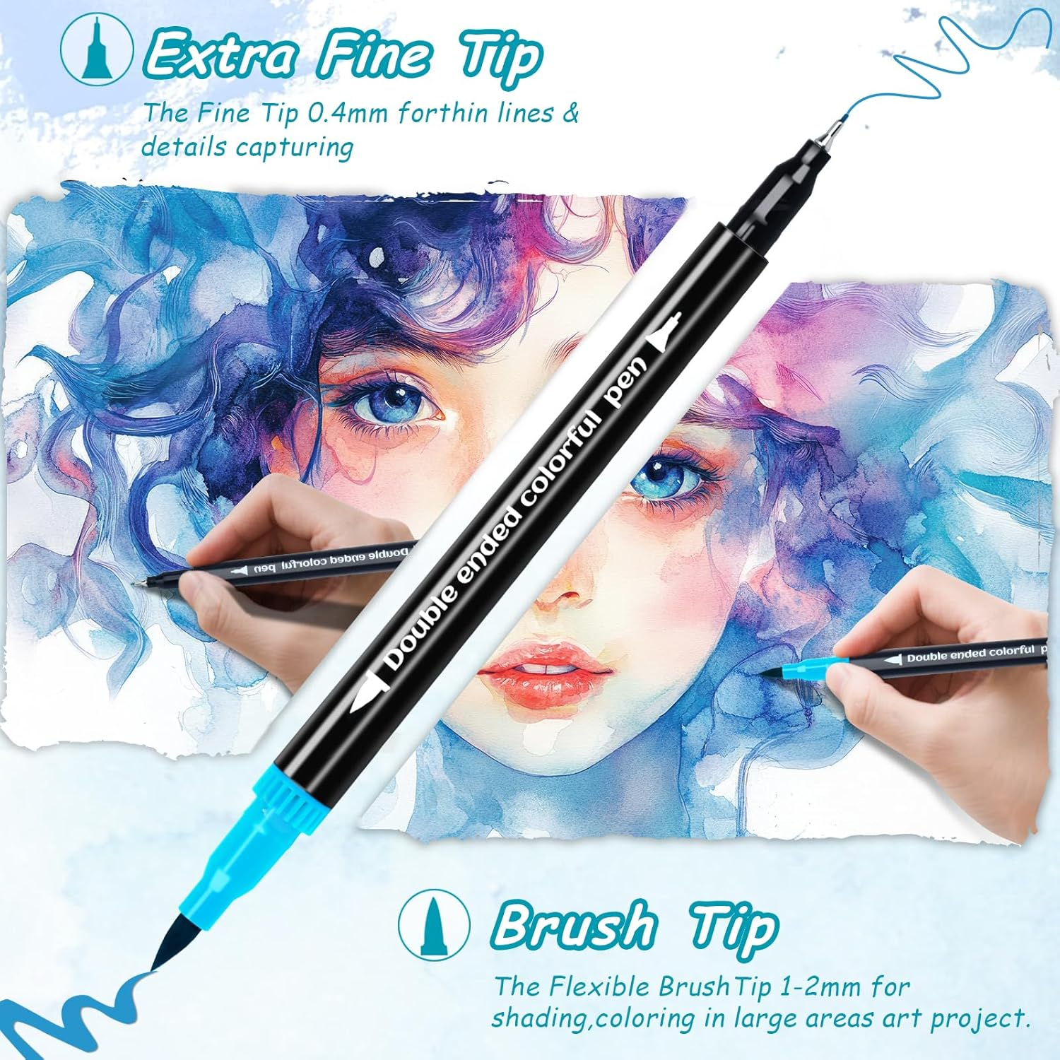 72 Colors Dual Markers Brush Pens, Art Markers Colored Pens for Adult Coloring Books, Brush and Fine Point Dual Tip Artist Colored Marker Set for Drawing Adult Coloring Hand Lettering image number 6