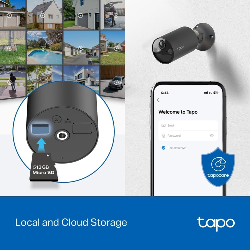 Tapo Tp-Link Battery-Powered Outdoor Security Camera, Wireless, 2K 3MP, IP65, Color Night Vision, Smart Person Detection & Notification, No Hub Required, SD Card Slot, App Control (Tapo C411) image number 2