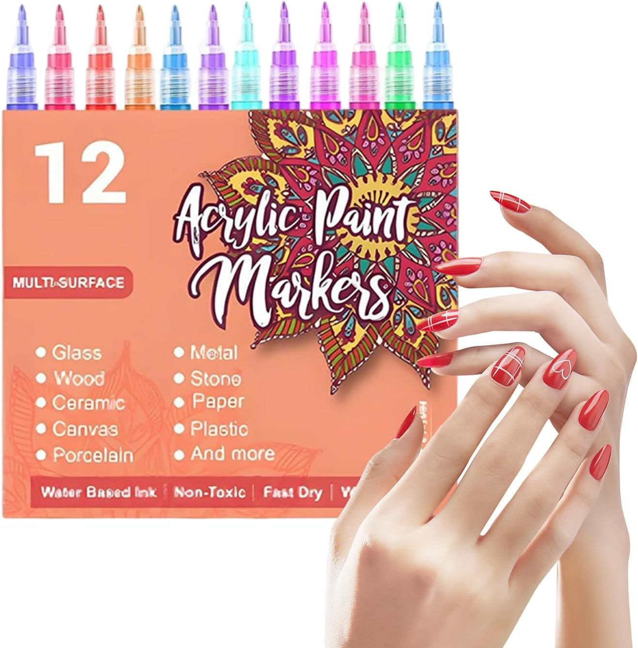 Nail Polish Pens - Quick-Drying Waterproof Fine Tip,0.5Mm Nail Doodle Pens Painting Tools - for Women Kids Teens Adults Beginners Drawing Painting Dotting Crafts Salon Home
