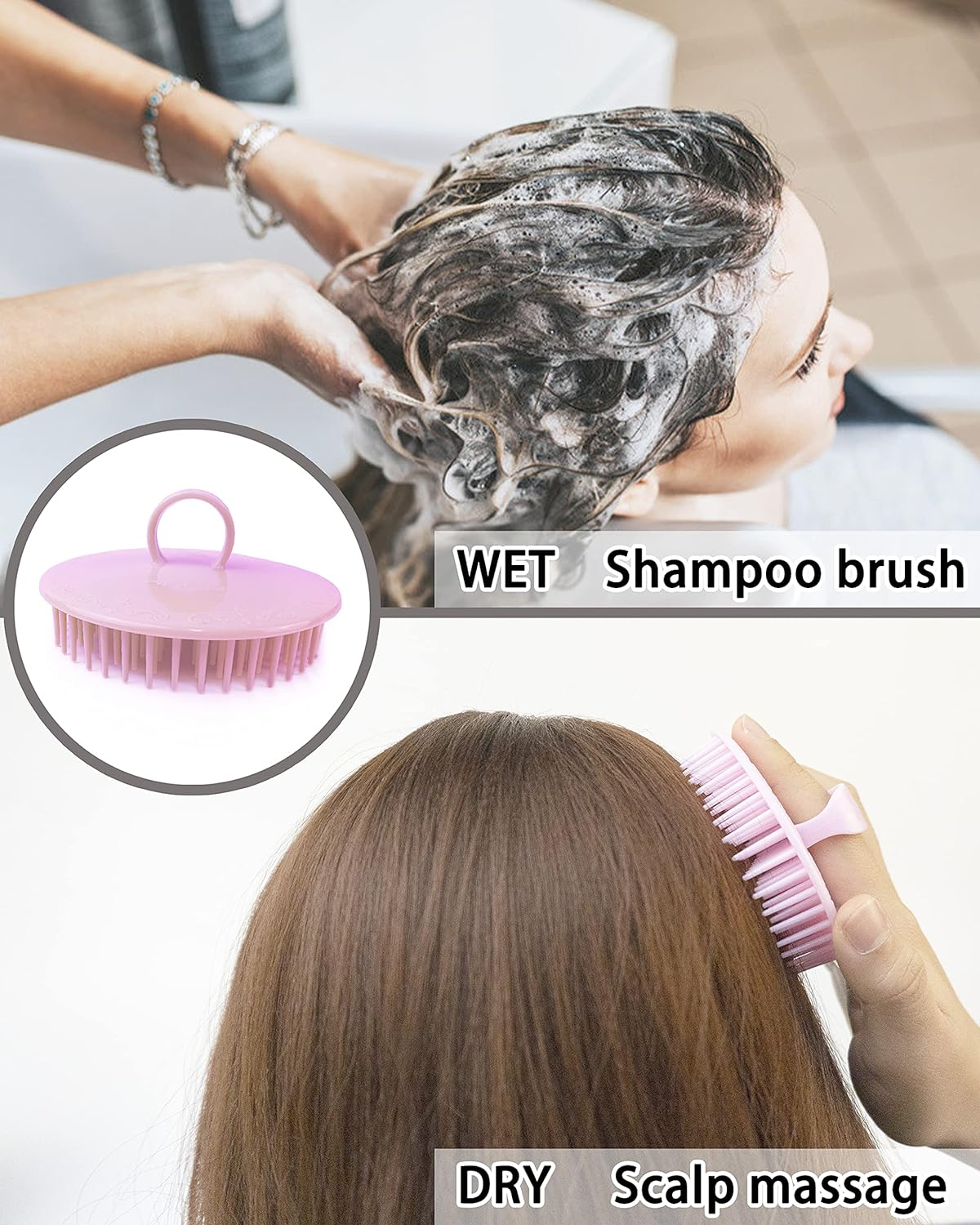 Hair Scalp Scrubber, 6 Pcs Scalp Massager Shampoo Brush, Plastic Shower Head Dandruff Comb, Washing Scrub Brushes for Kids Toddler Men Women Pets image number 1