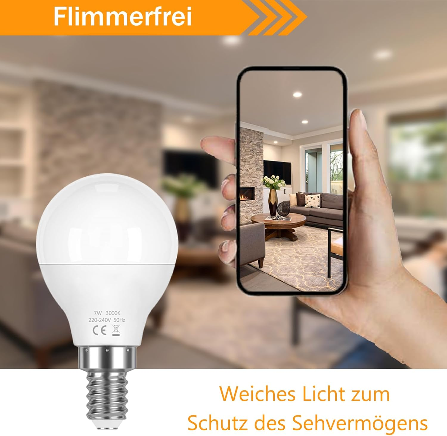 Queeplo G45 E14 LED Bulb 7 W 3000 K (Pack of 6) image number 3