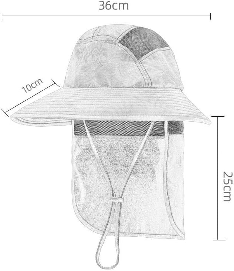 UV 50+ Sun Protection Hat for Men Women, Wide Brim Bucket Hat for Outdoor Sport & Works Fishing Hat with Neck Flap image number 2