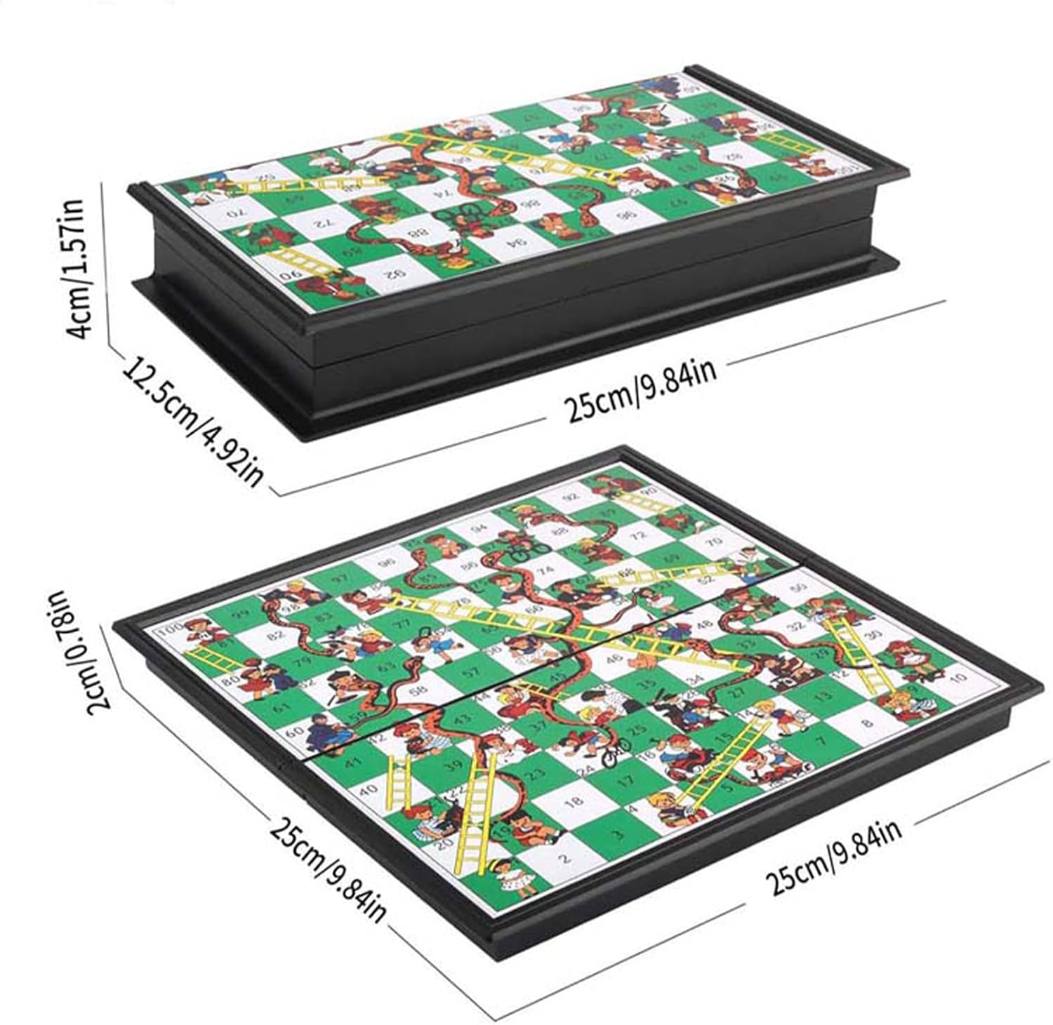 ZUNIPLEX Snakes & Ladders Game with Magnetic Foldable,Small Land-Based Game,Board Game for Kids Beginner Travelling Chess Piece Set with Portable Storage Board image number 2