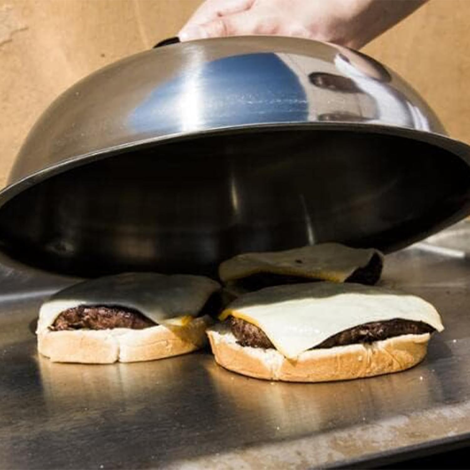 Cozioz 2PCS Heavy Duty 32CM round Basting Cover - Stainless Steel Cheese Melting Dome and Steaming Cover - Perfect for Indoor or Outdoor Flat Top Grill Cooking, 0.6Mm Thickness image number 3