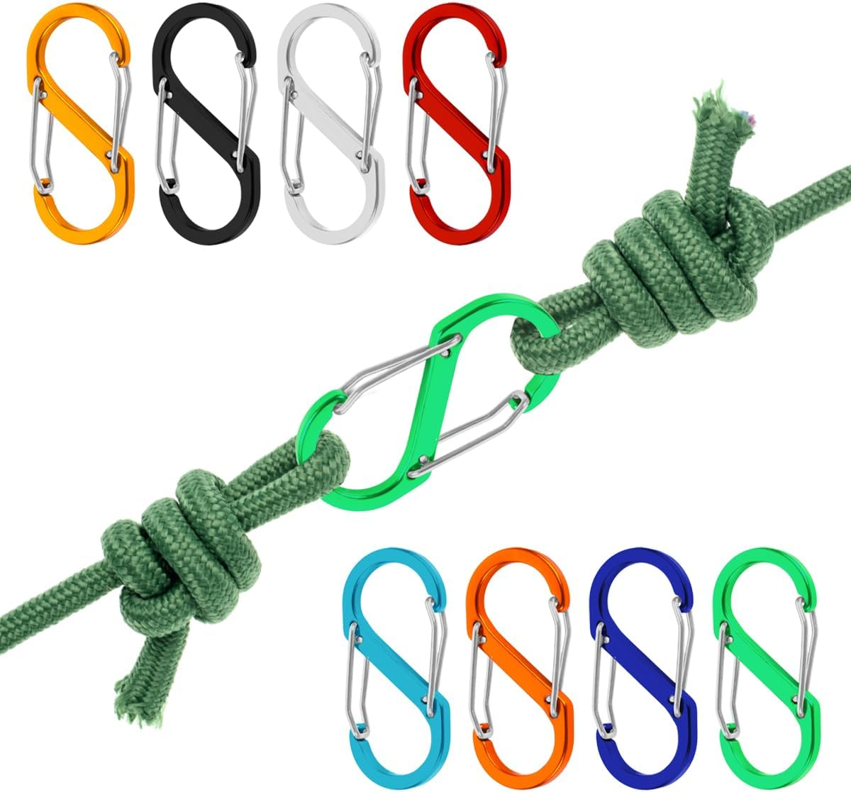NILLOS Colorful Alloy Snap Hook, 12 PCS S-Shape Dual Clips Mini Carabiners for Outdoor Sports, Camping, Mountaineering, and Hiking (Multiple Colour) image number 2