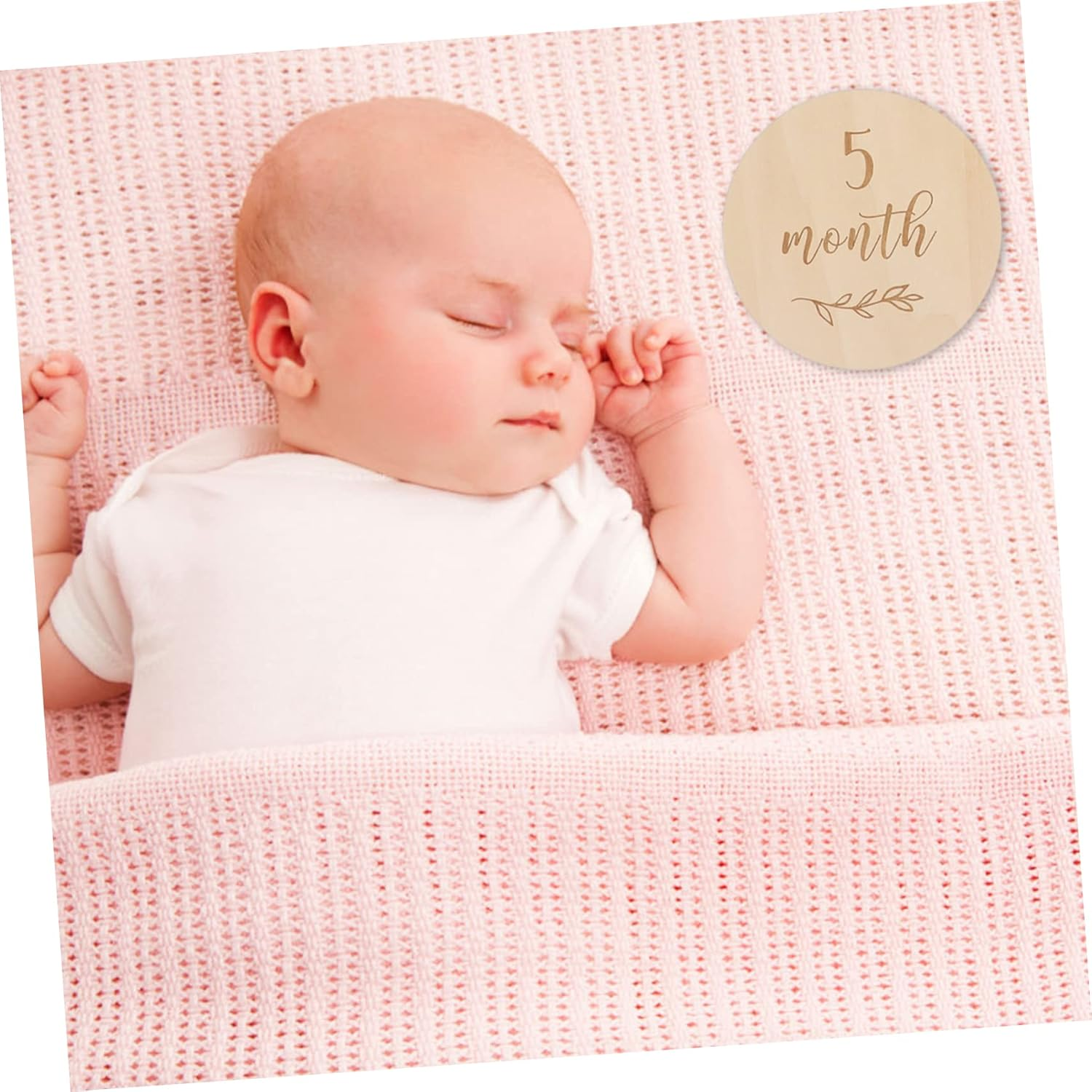 13Pcs Milestone Cards Wooden Monthly Announcement Discs Photo Props for Growth Recording with Natural Wood Grain Design image number 5