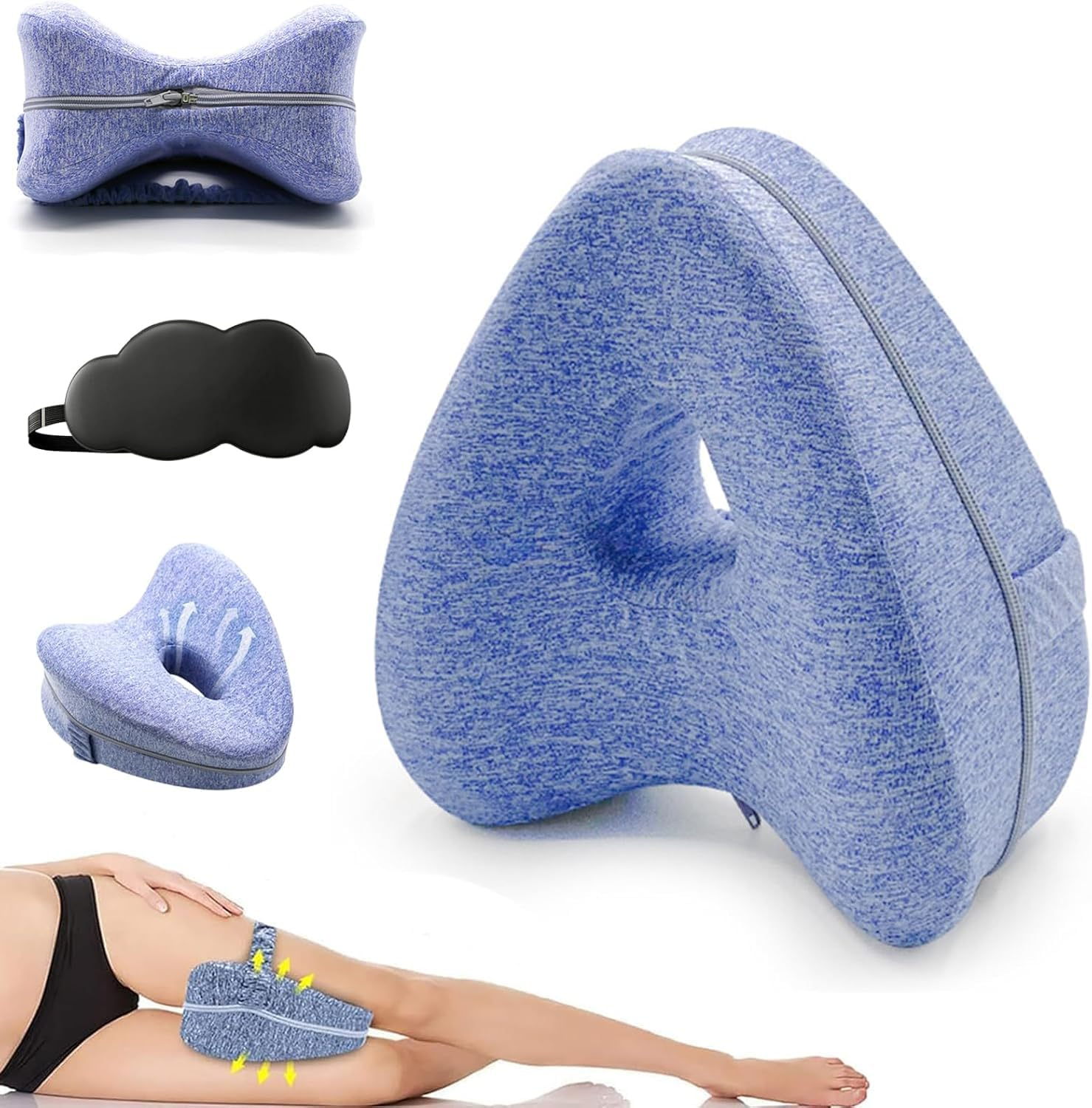 Leg Alignment Pillow, Hip and Back Pain Relief, Side Sleeper Support (Blue) image number 4