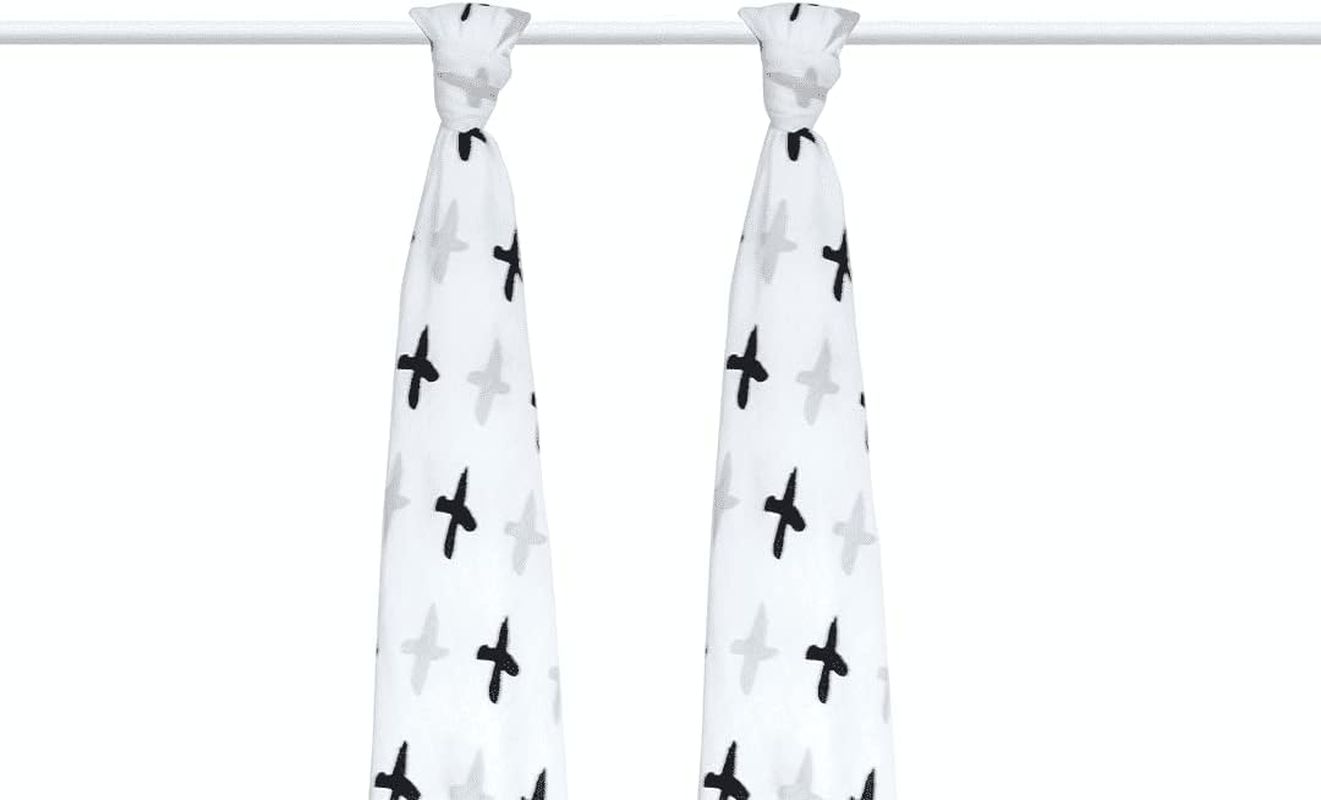 Babyhood Tic Tac Toe Organic Muslin, White/Black (Pack of 2)
