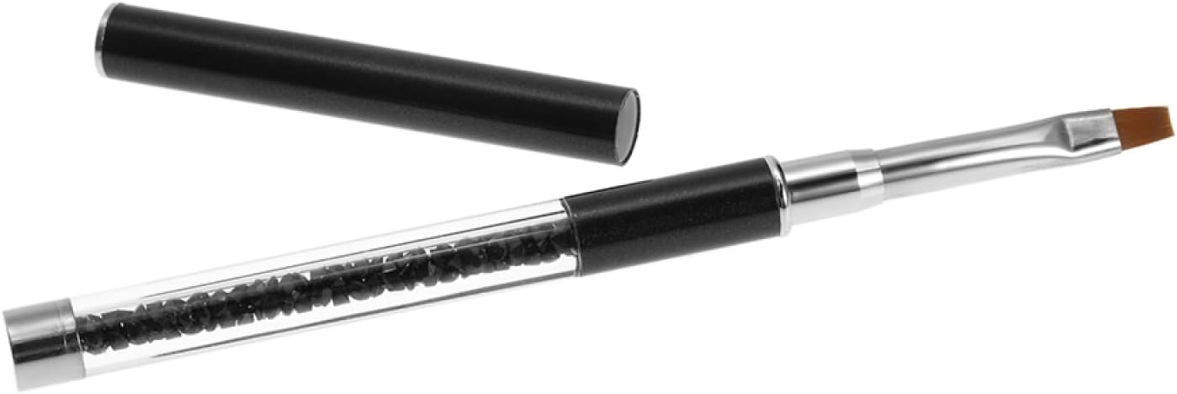 Labymos 1Pc Nail Art Brush Nylon DIY Nail Pen Flat Nail Painting Brush Salon Decoration Pen for UV Gel Nail Tool Black image number 5