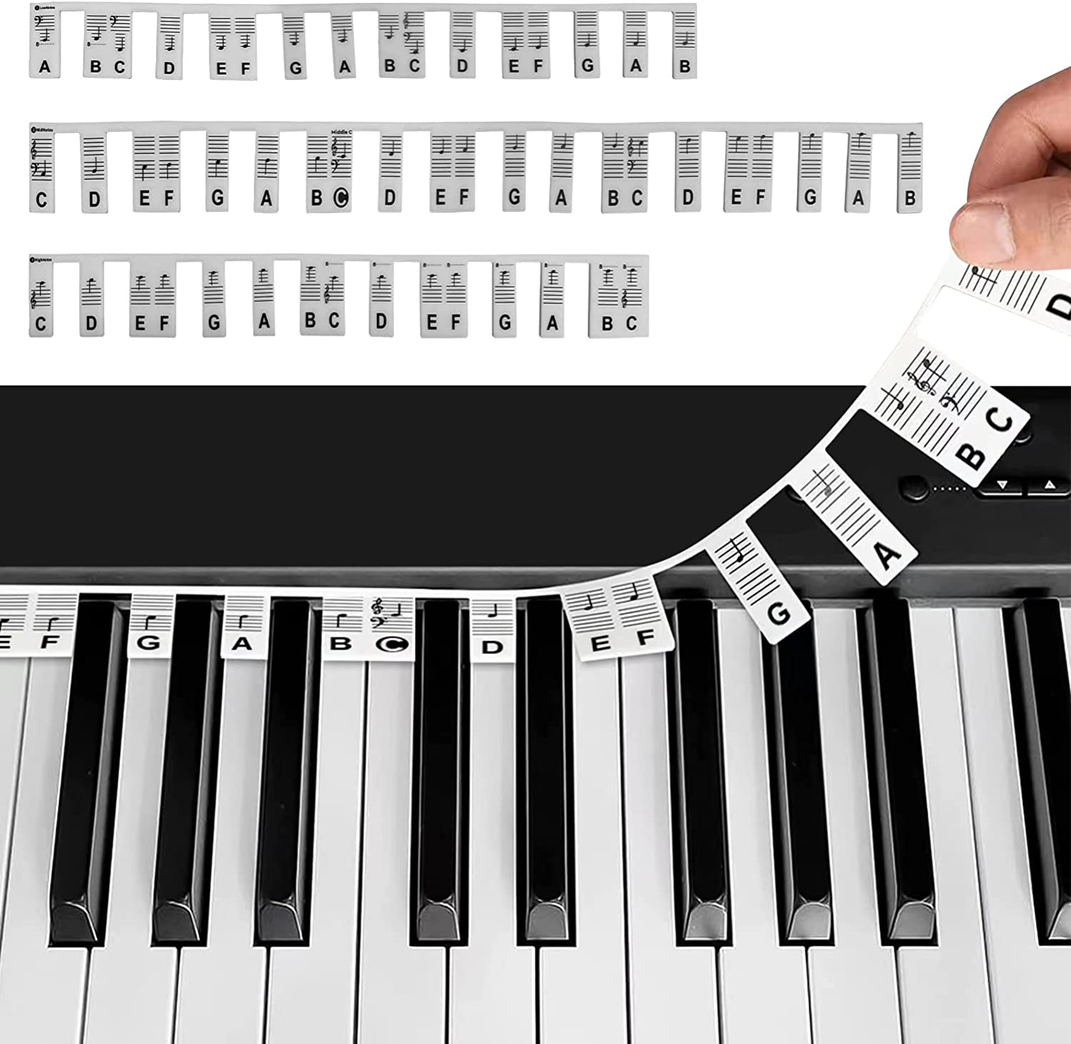 Removable Piano Keyboard Note Labels, Reusable Piano Notes Silicone Strips 88-Key Piano Music Notes Letter Label Guide without Stickers, a Great Learning Tool for Beginner Piano Player of All Ages image number 5