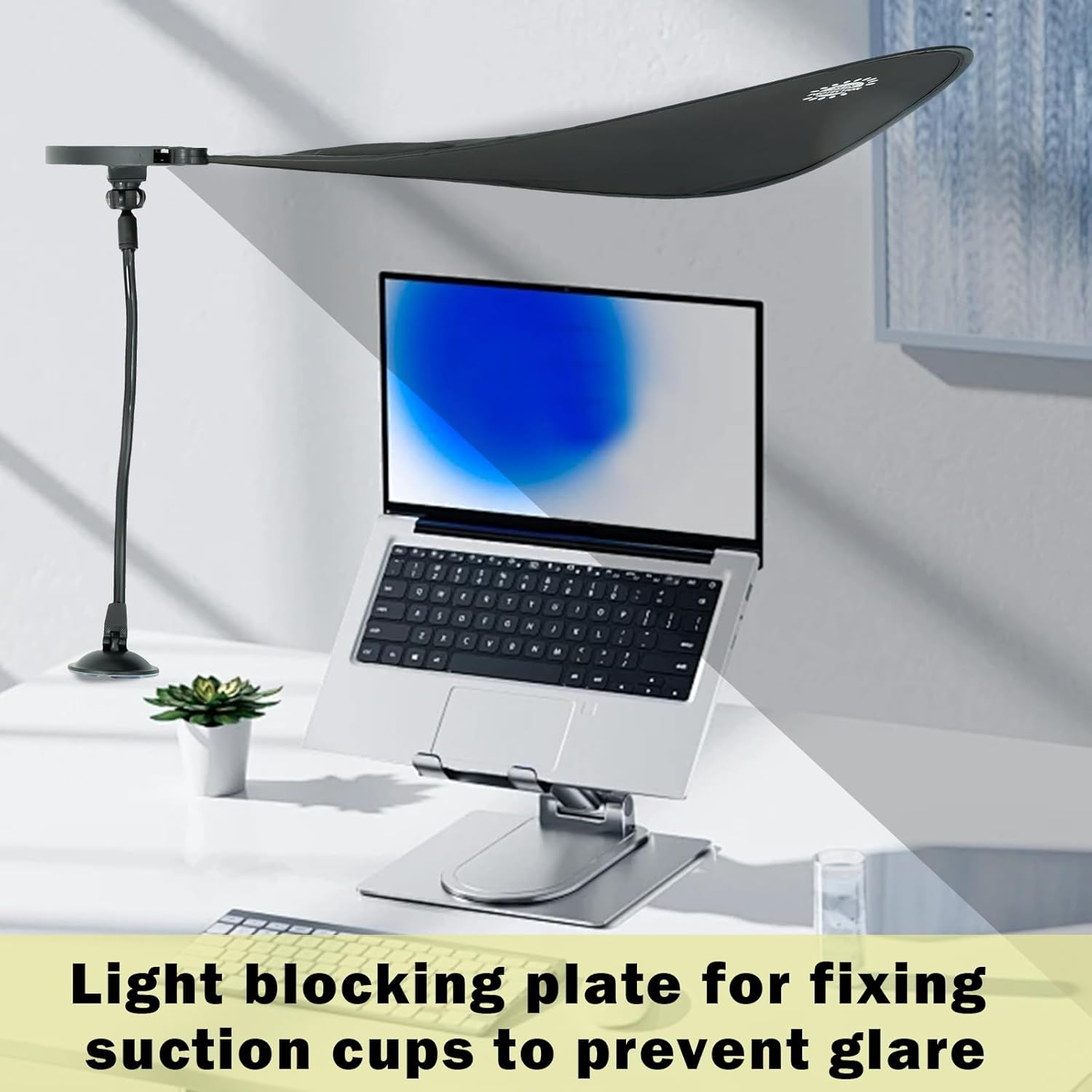 Office Cubicle and Desk Shade, Laptop Sun Shade for Working Outside, Adjustable Bendable Office Desk Shade and Cubicle Shade, Anti-Glare Laptop Visor with Suction Cup for Laptop Computers Car image number 1