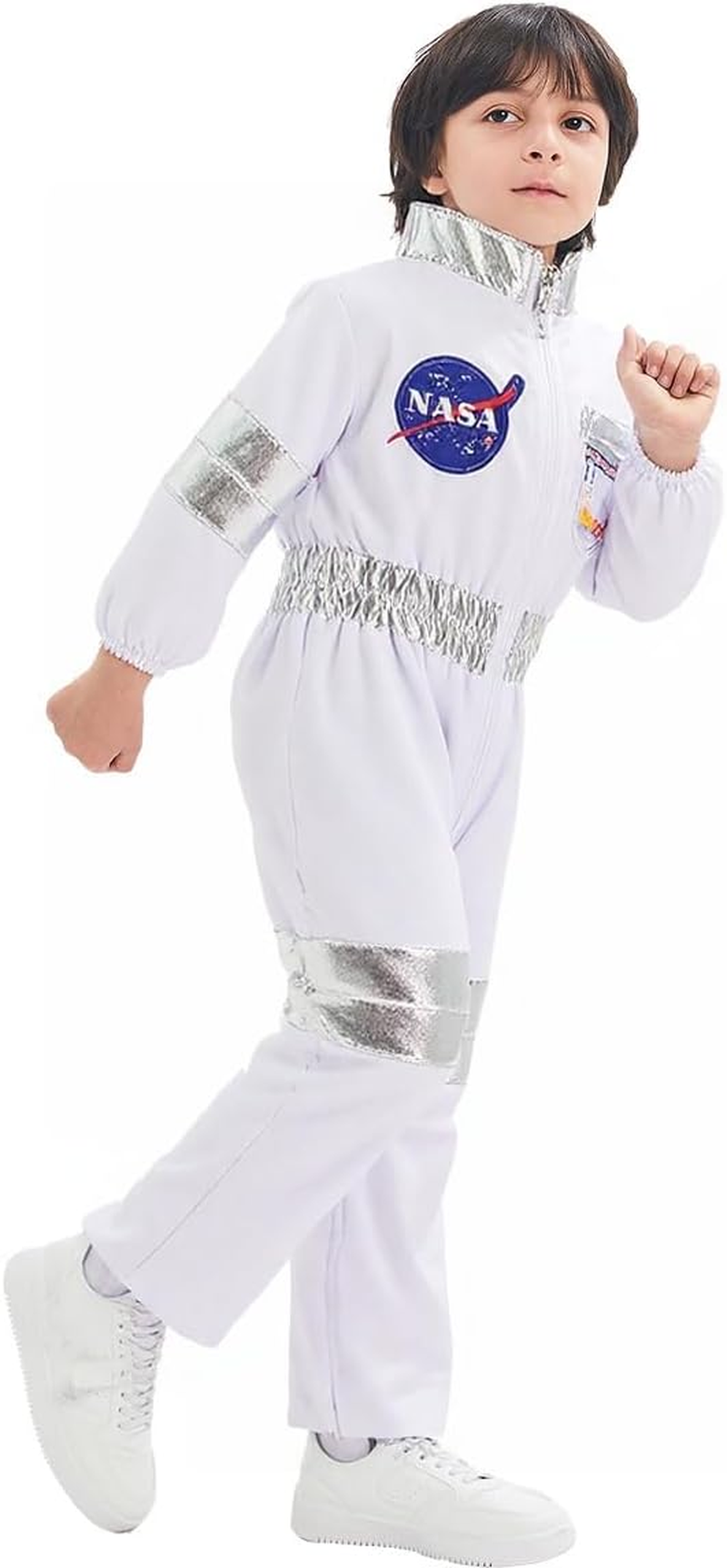 Kids Astronaut Costume NASA Space Jumpsuit for Boys,Girls Astronaut Outfit Halloween Dress Up image number 6