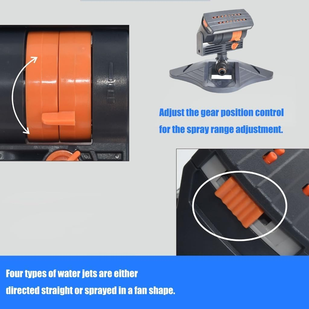 Outdoor Watering Fixture - Adjustable Yard Sprinkler, 16-Hole Irrigation Device | 360 Degree Rotating Water-Saving Sprinkler for Greenhouse Flower Bed Farm Lawn Park Garden Patio Vegetable Garden image number 2