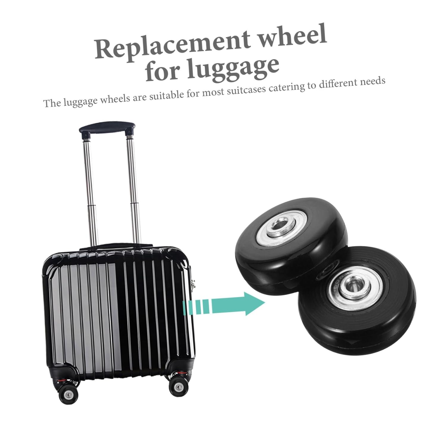 OKUMEYR 2Pcs Universal Replacement Luggage Wheels Rubber Casters 45X18Mm Small Suitcase Repair Kit for Travel Suitcases and Trolley Bags