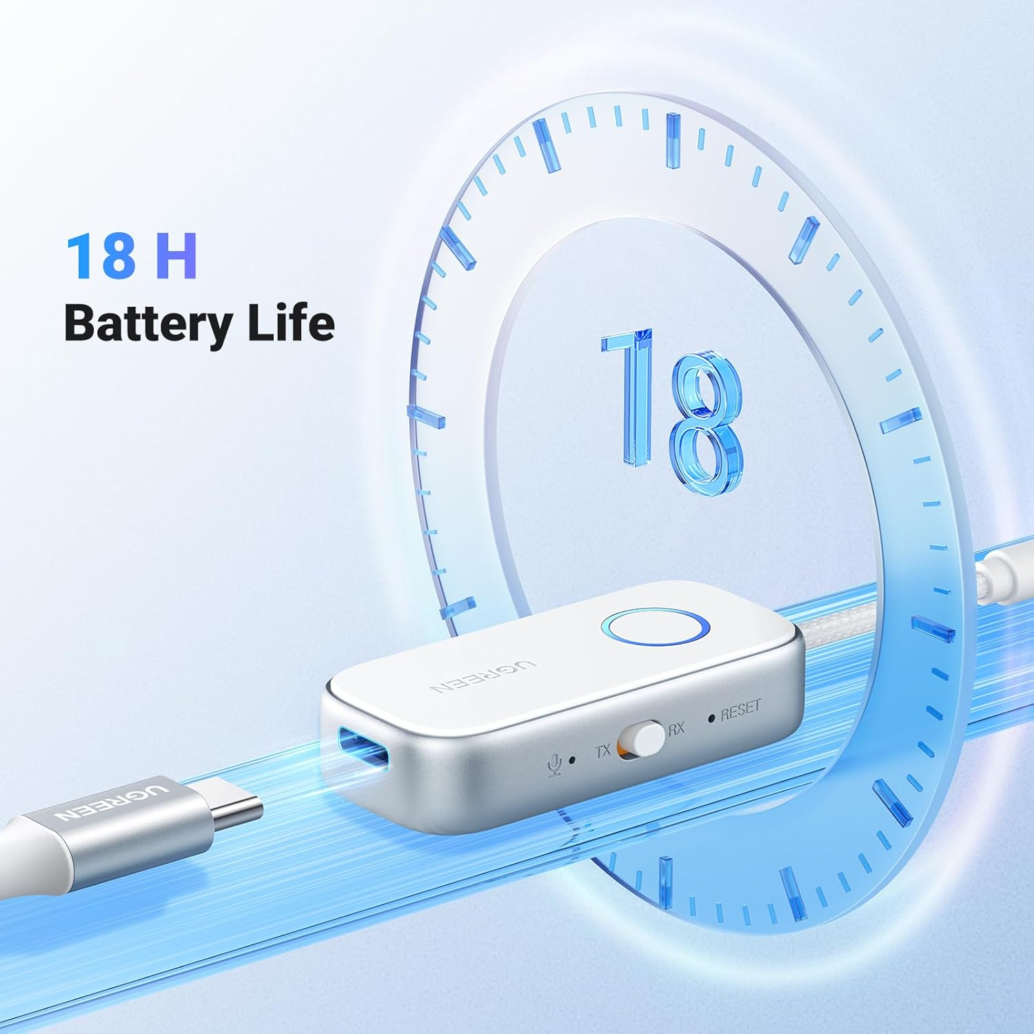 UGREEN Airplane Bluetooth 5.4 Transmitter Receiver for 2 Airpods or Headphones, Airfly Travel Essentials 2-In-1, Wireless 3.5MM AUX Jack Adapter on Flight, TV, Car Stereo image number 5