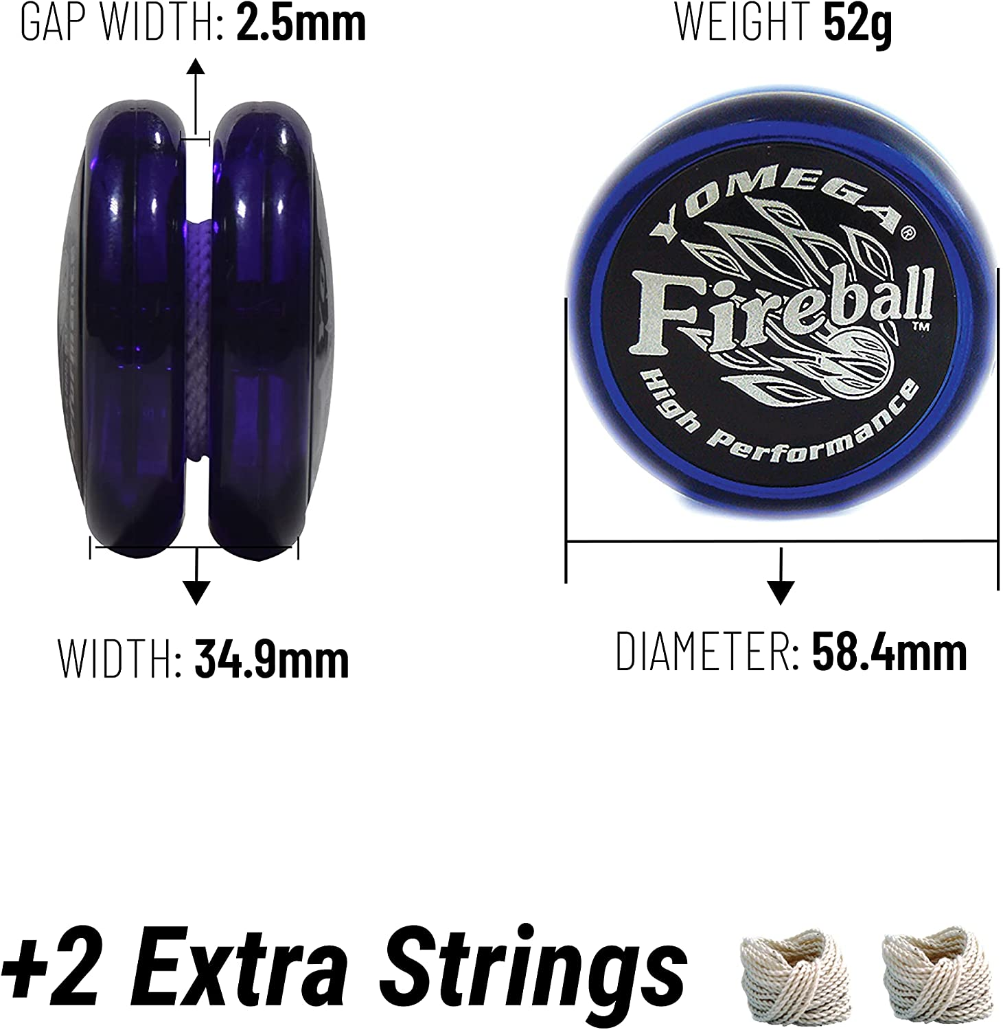 Yomega Fireball Yoyo -HIGH Performance Responsive Transaxle Yoyo, Great for String Tricks for Advance Players to Perform like Pros + Extra 2 Yo Yo Strings & 3 Month Warranty (Dark Blue) image number 5