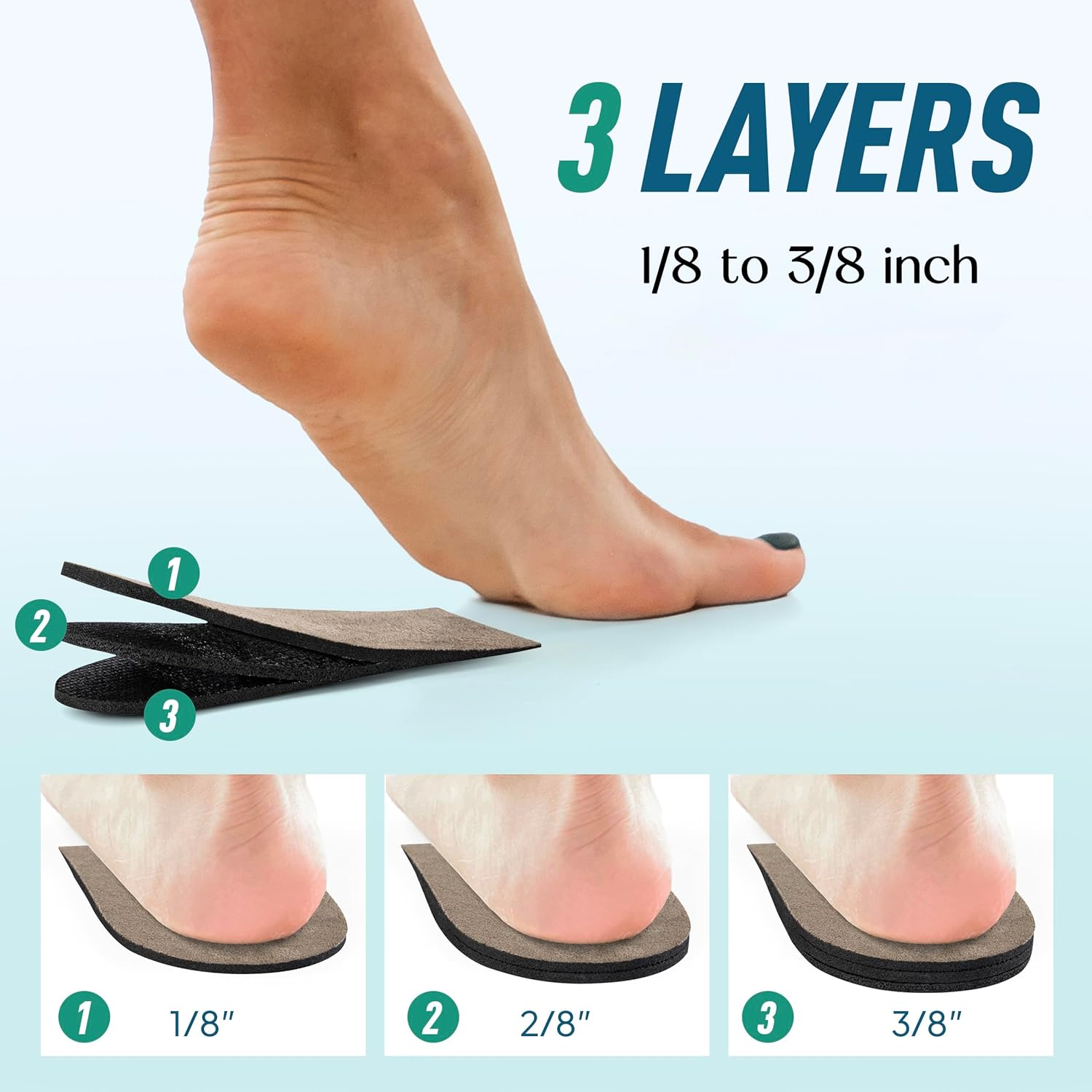 Heel Lifts for Women and Men Adjustable Shoe Lifts for Leg Length Discrepancy (Medium, 4, Count) image number 6