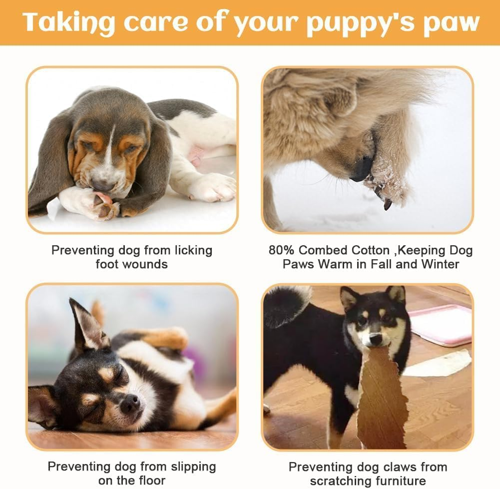 4 Pairs Anti-Slip Dog Socks,Prevent Licking, Paw Protector,Traction Control Indoor for Small Medium Dogs (4 Colors, Large)