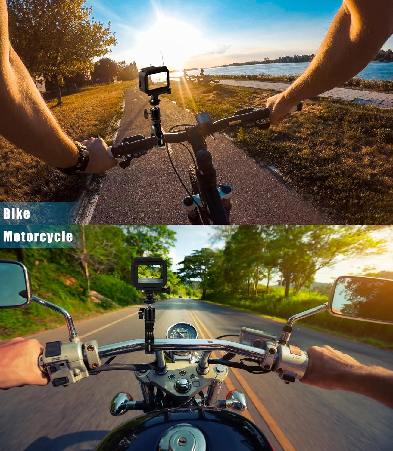 Tunejoy Handlebar Camera Mount 360&deg; Rotary Bicycle Mount Action Cameras Aluminium Motorcycle Mount Mounts for Gopro Hero 6/7/8/9/10 Osmo DJI image number 4
